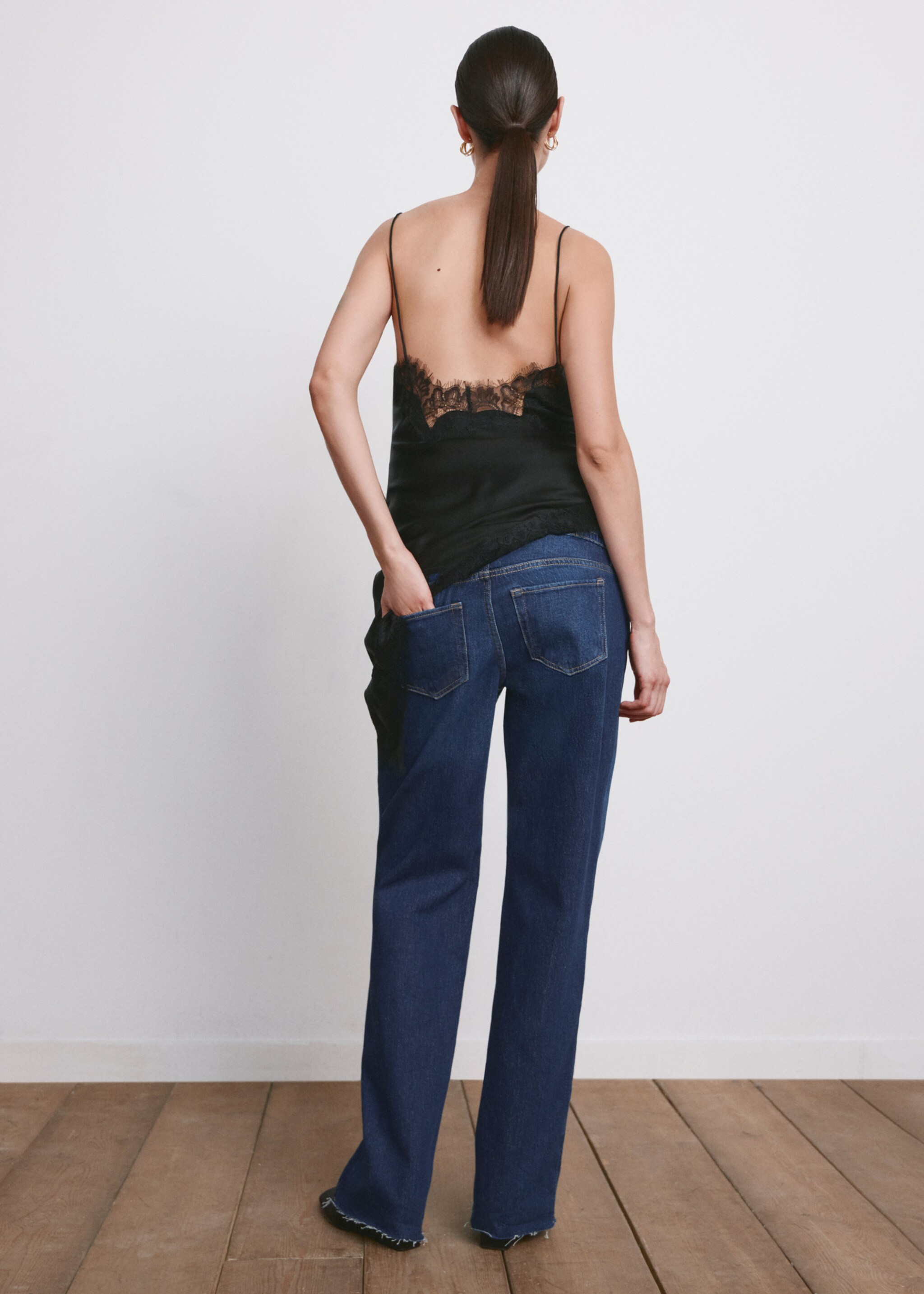 Wide leg maternity jeans - Details of the article 6, Dark Blue. Ref: 27021290-00.