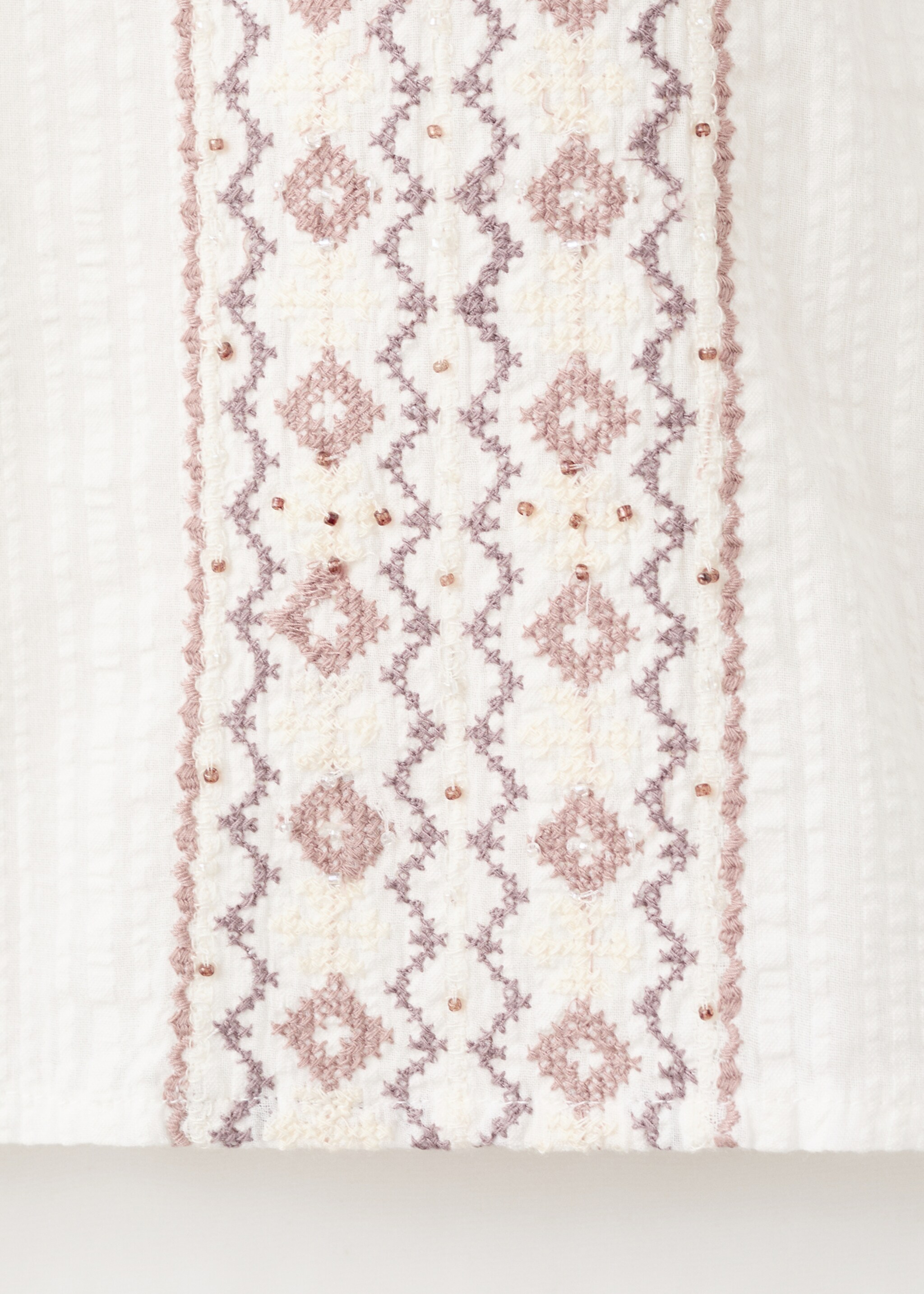 Beaded embroidered blouse - Details of the article 0, Off White. Ref: 27021292-00.