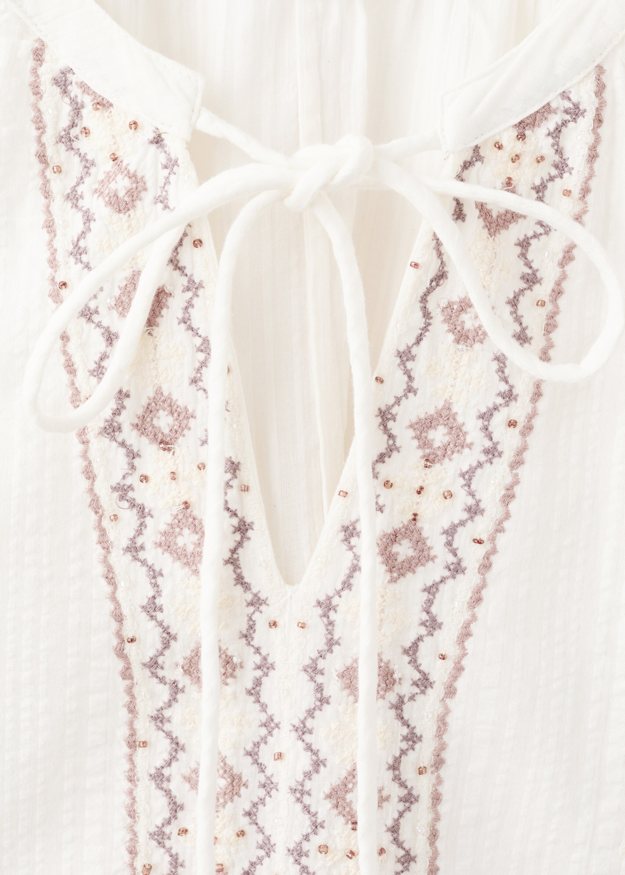 Beaded embroidered blouse - Details of the article 8, Off White. Ref: 27021292-00.