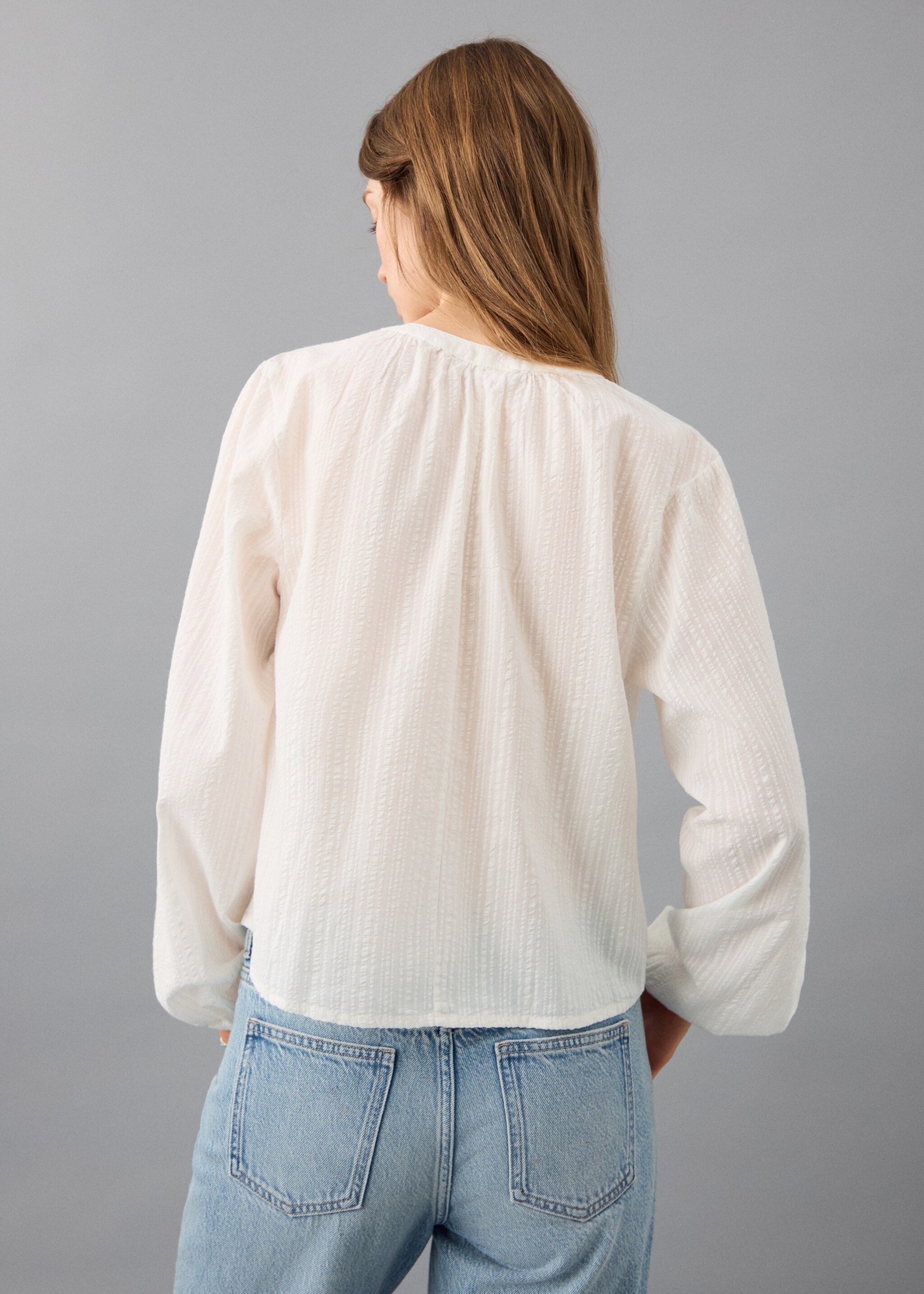 Beaded embroidered blouse - Reverse of the article, Off White. Ref: 27021292-00.