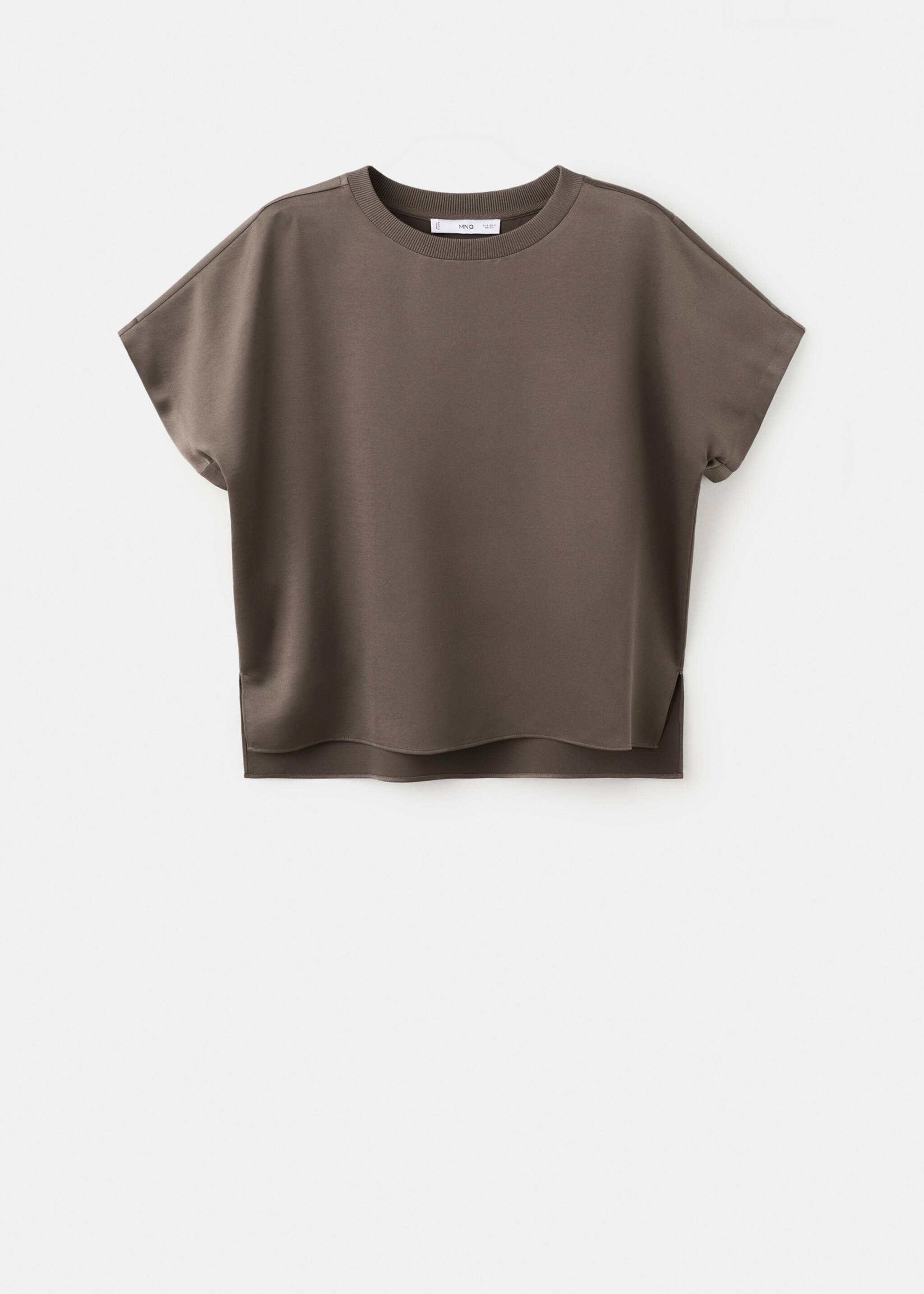 Blouse crop satinée - Article sans modèle, Marron moyen. Ref: 27021294-00.