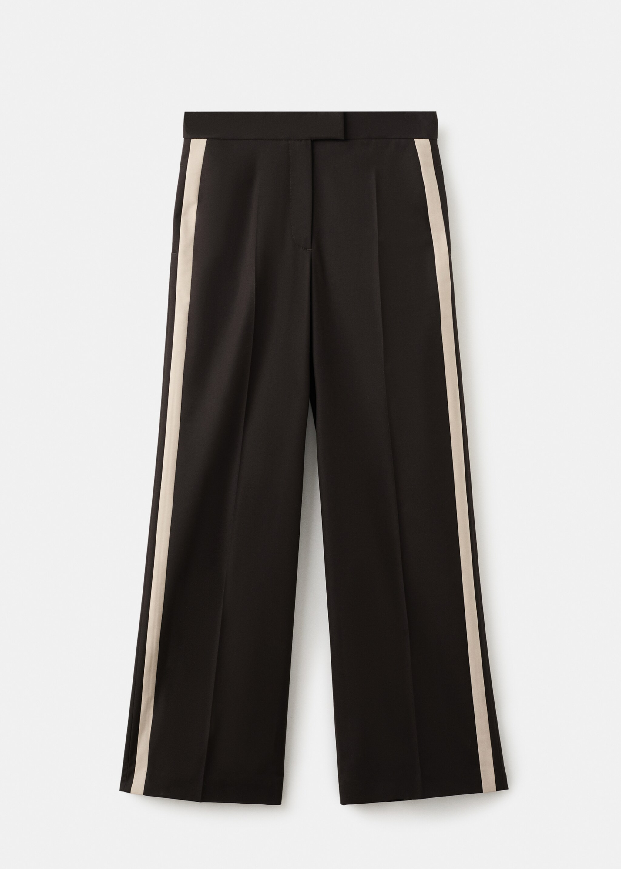 Wide-leg trousers with contrasting stripe - Article without model, Chocolate. Ref: 27021296-00.