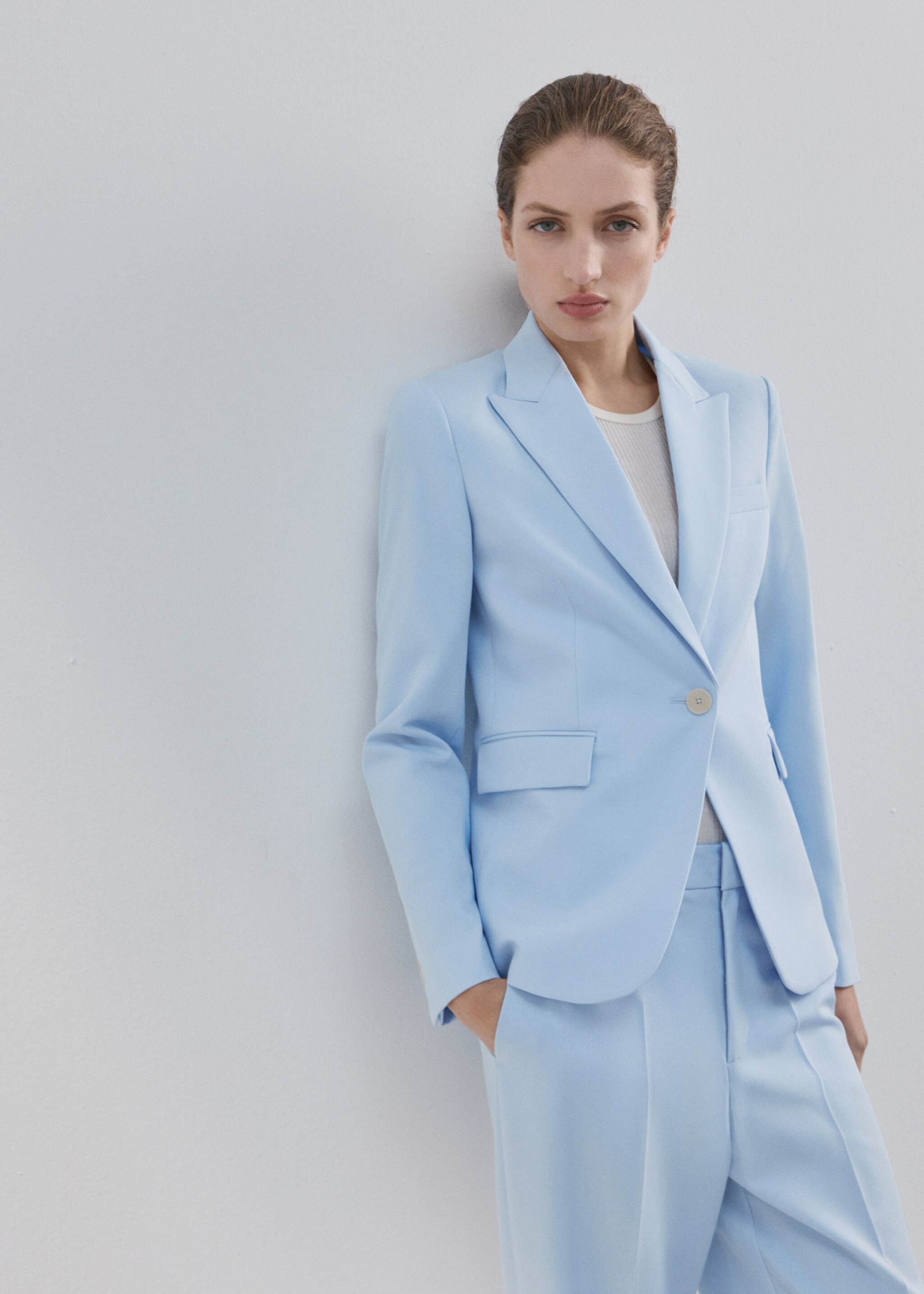 Pantalon droit costume - Détail de l'article 1, Bleu. Ref: 27021297-00.