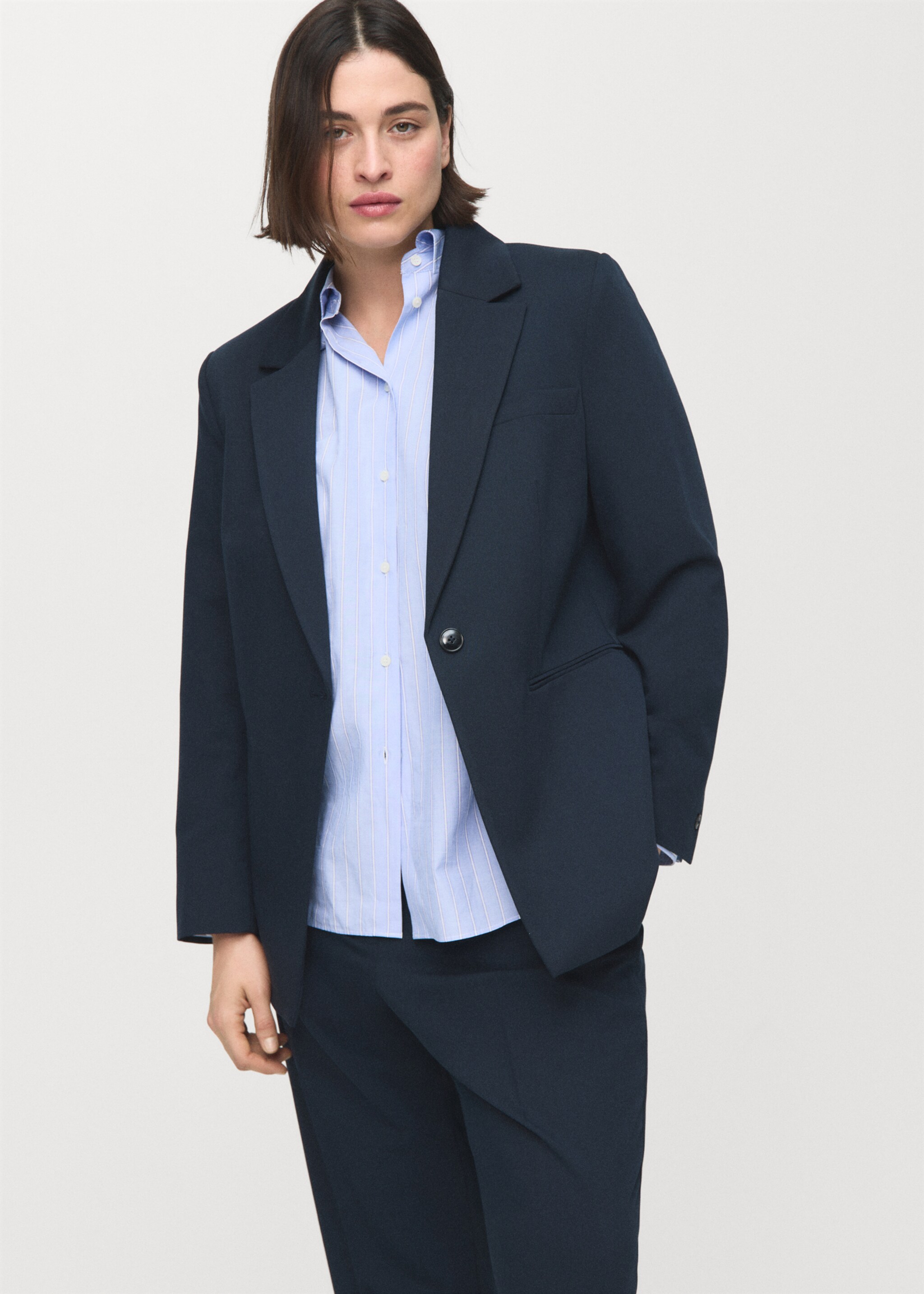 Straight suit trousers - Details of the article 5, Dark Navy. Ref: 27021297-00.