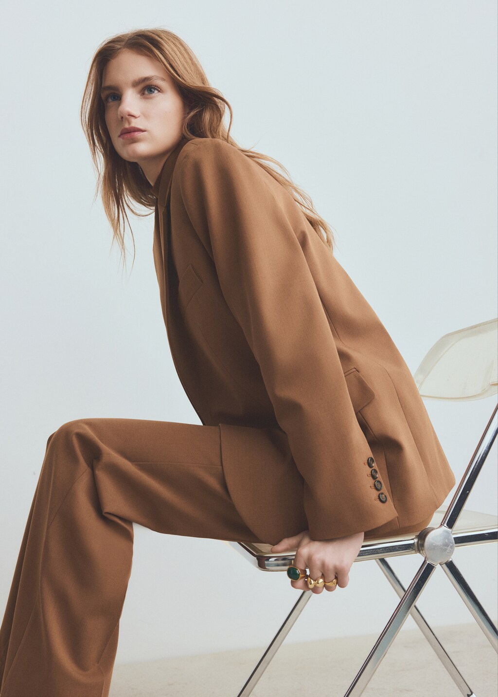 Mango Straight suit jacket with lapel pockets