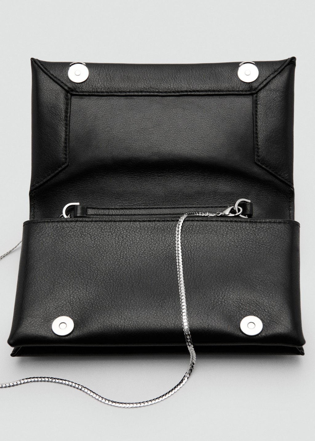 Leather shoulder bag with chain