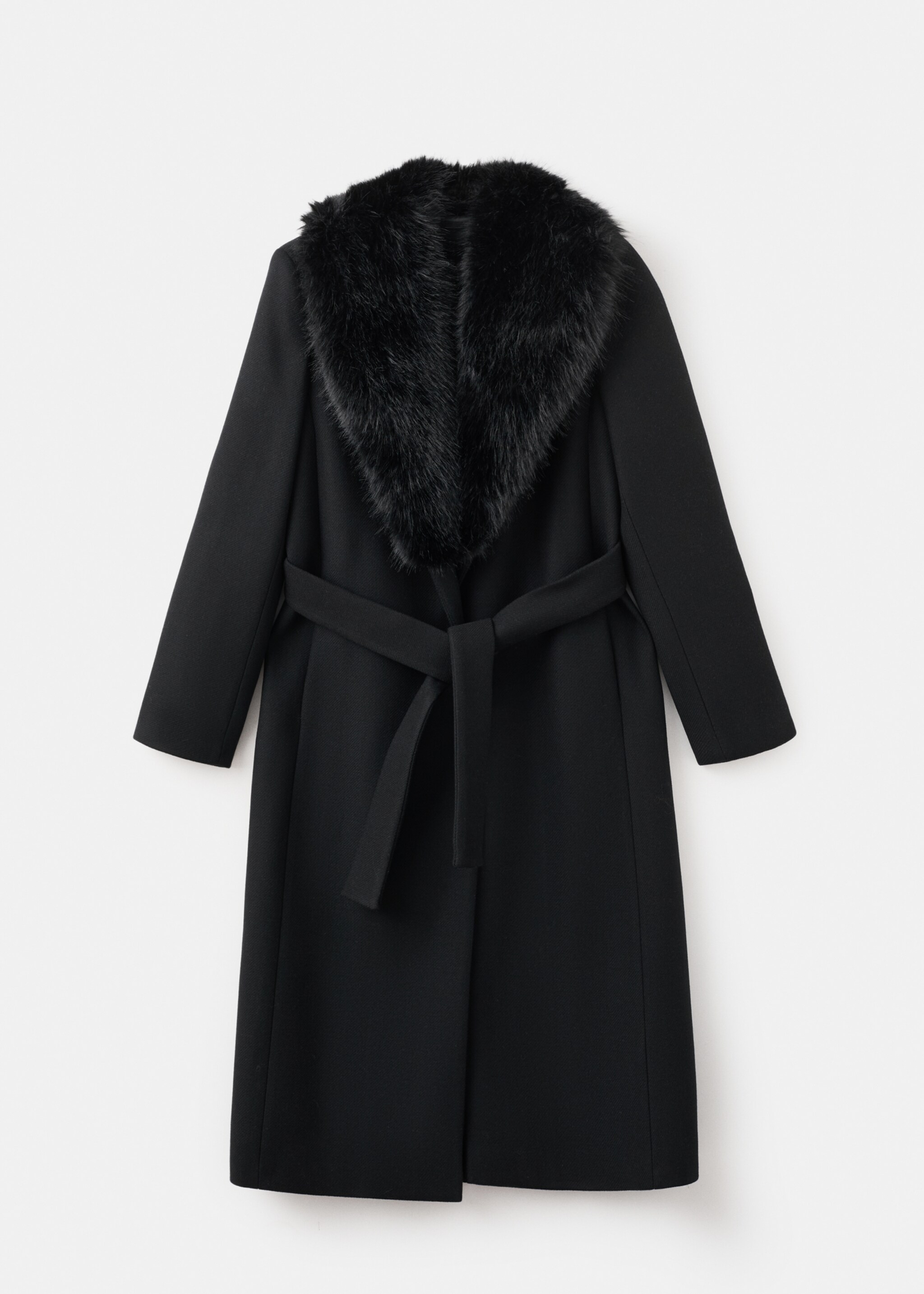 Manteco wool coat with fur collar - Article without model, Black. Ref: 27021302-00.