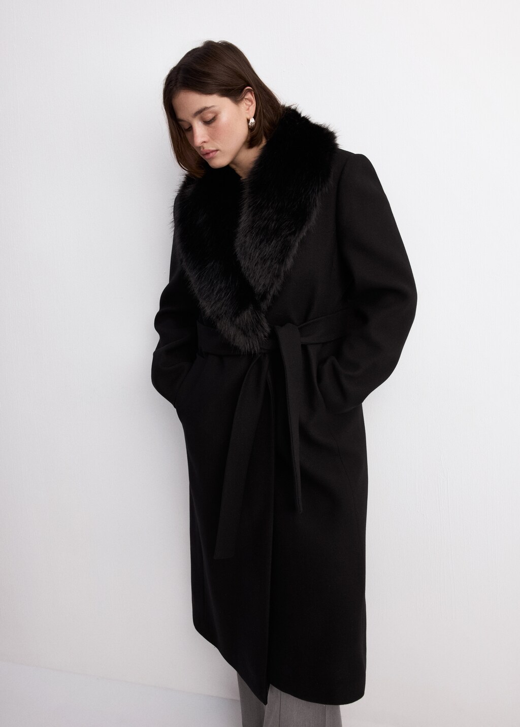 Mango Manteco wool coat with fur collar