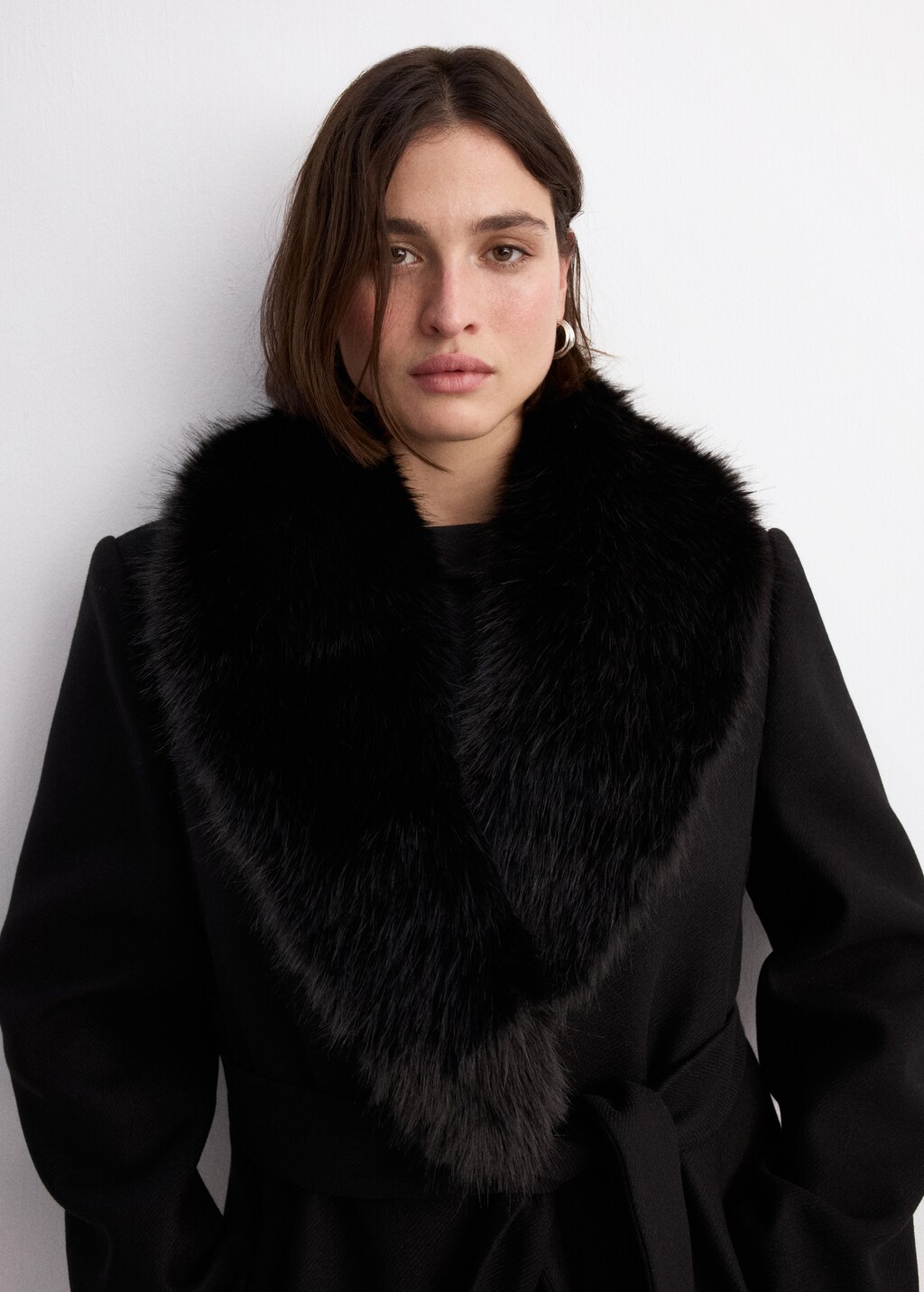 Mango Manteco wool coat with fur collar