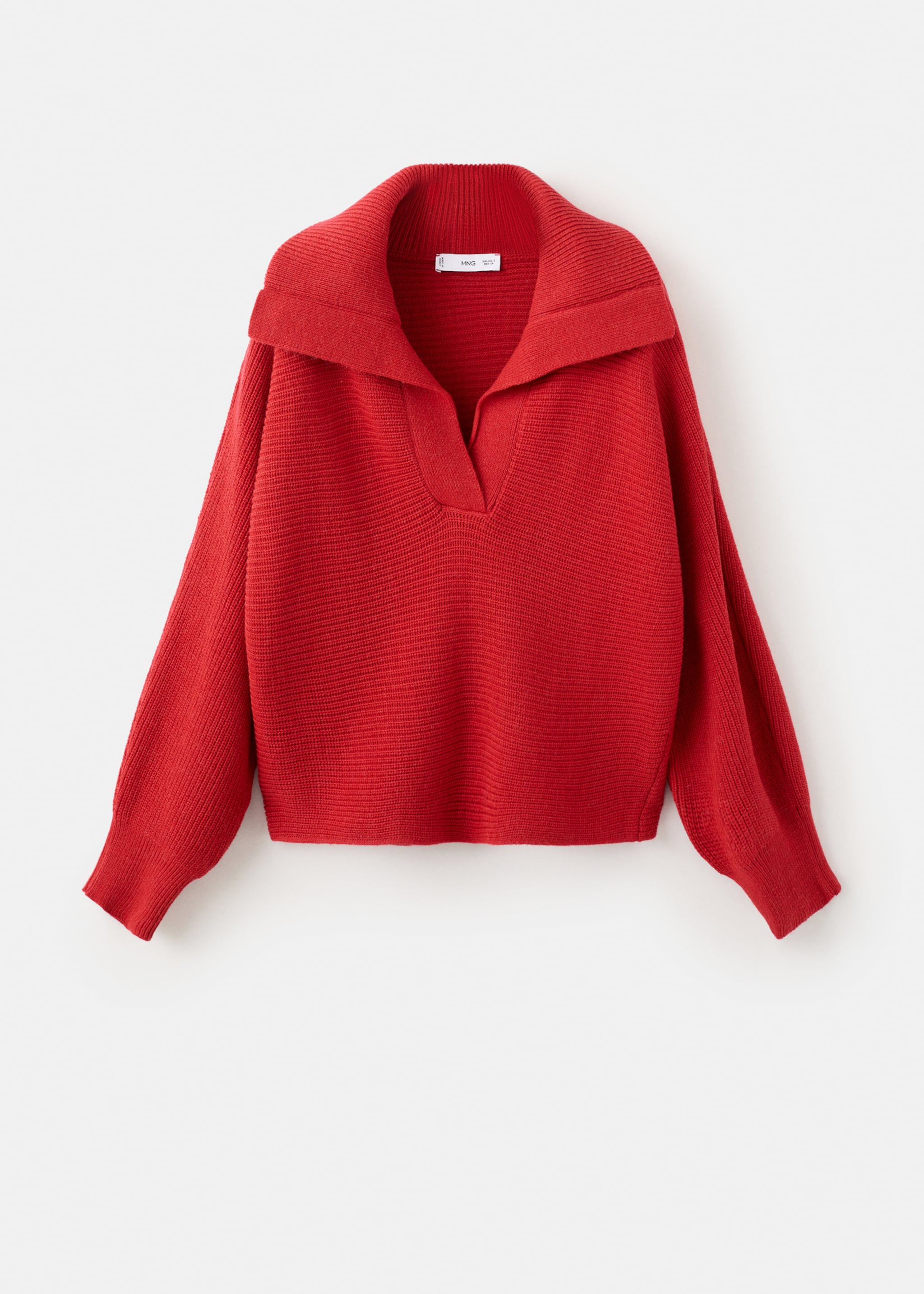 Polo-neck ribbed sweater - Article without model, Red. Ref: 27021309-00.