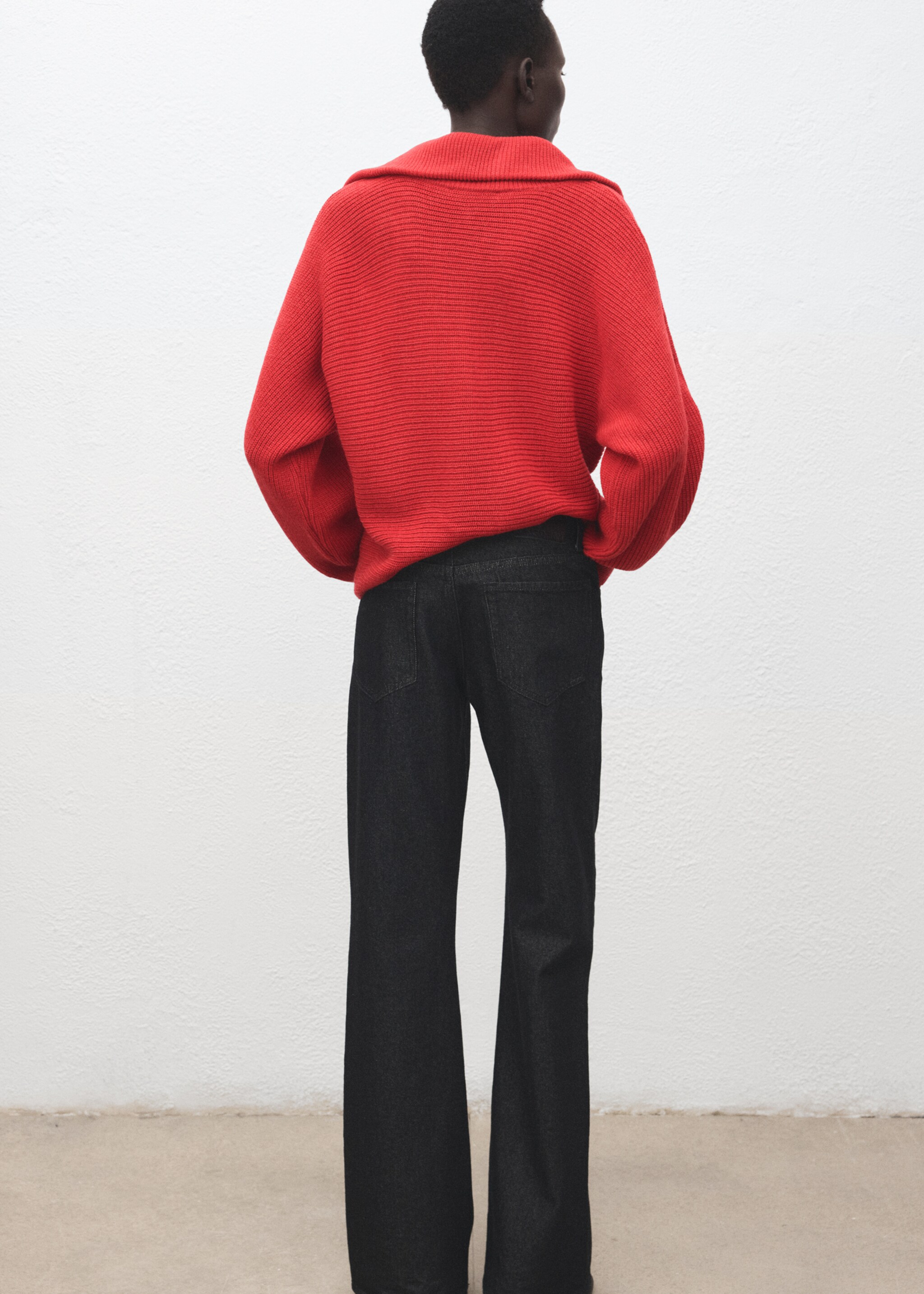 Polo-neck ribbed sweater - Reverse of the article, Red. Ref: 27021309-00.