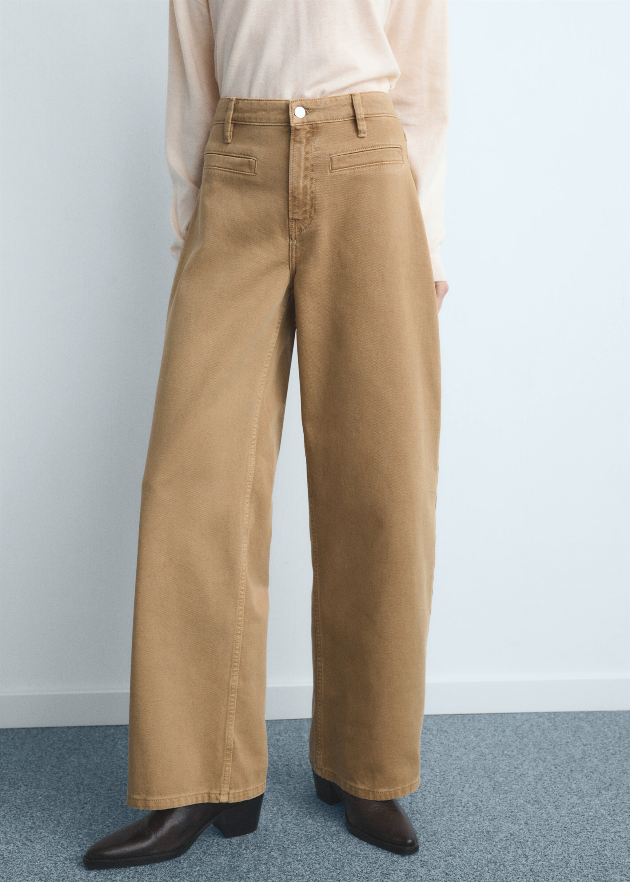 Balloon jeans with welt pockets - Medium plane, Caramel. Ref: 27021317-00.