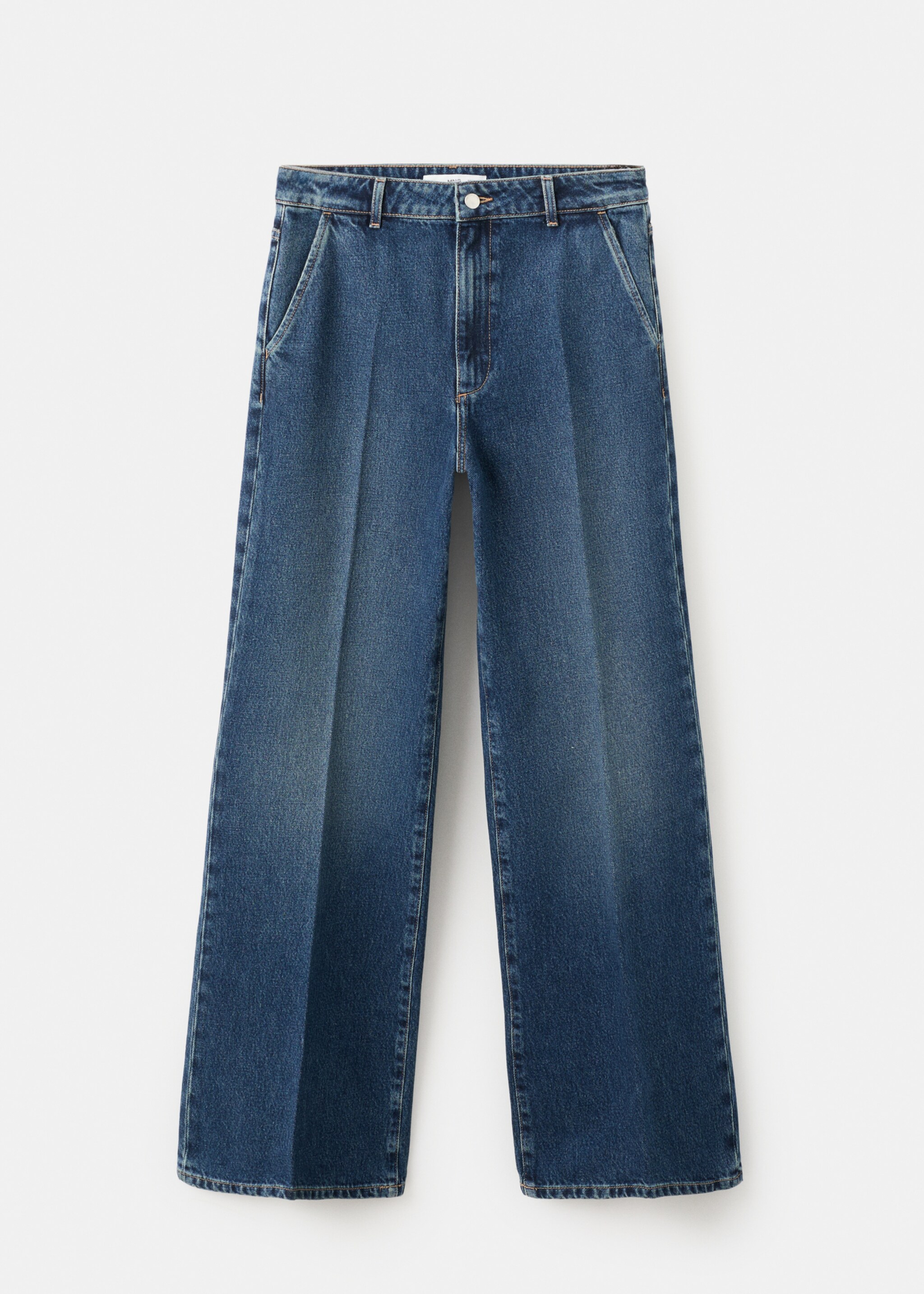 جينز واسع الساق بخصر متوسط - منتج دون نموذج, أزرق غامق. Ref: 27021318-00.