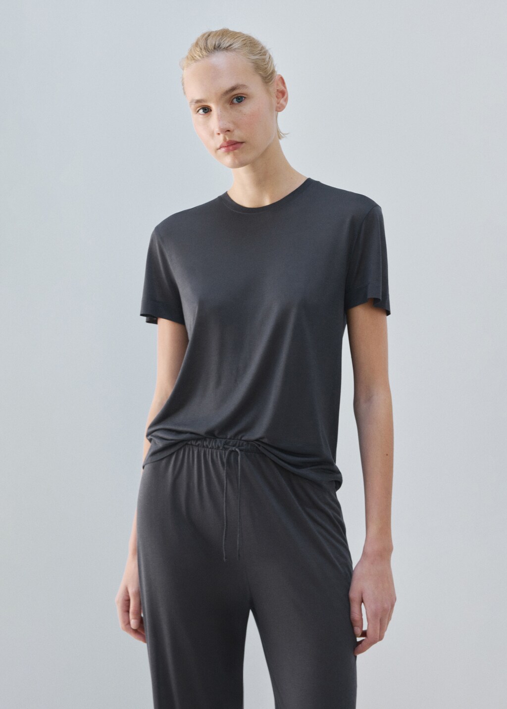 Short-sleeved micro-modal pajama top