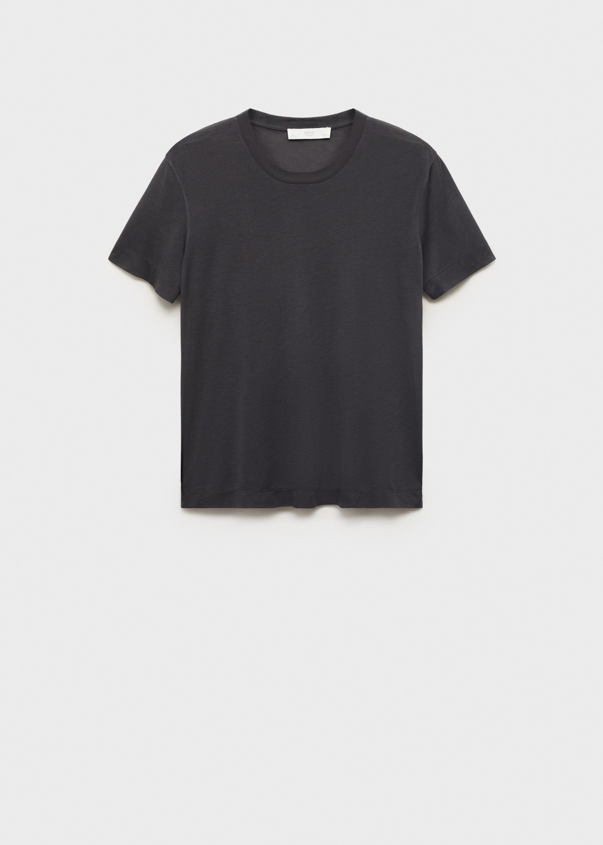 Short-sleeved micro-modal pyjama top - Article without model, Charcoal. Ref: 27021320-00.