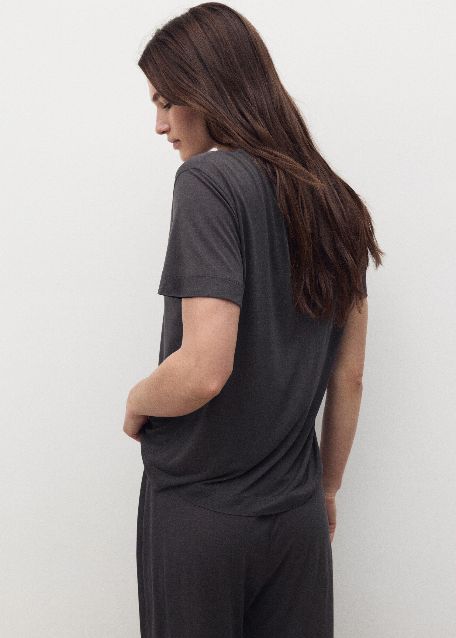 Short-sleeved micro-modal pyjama top - Reverse of the article