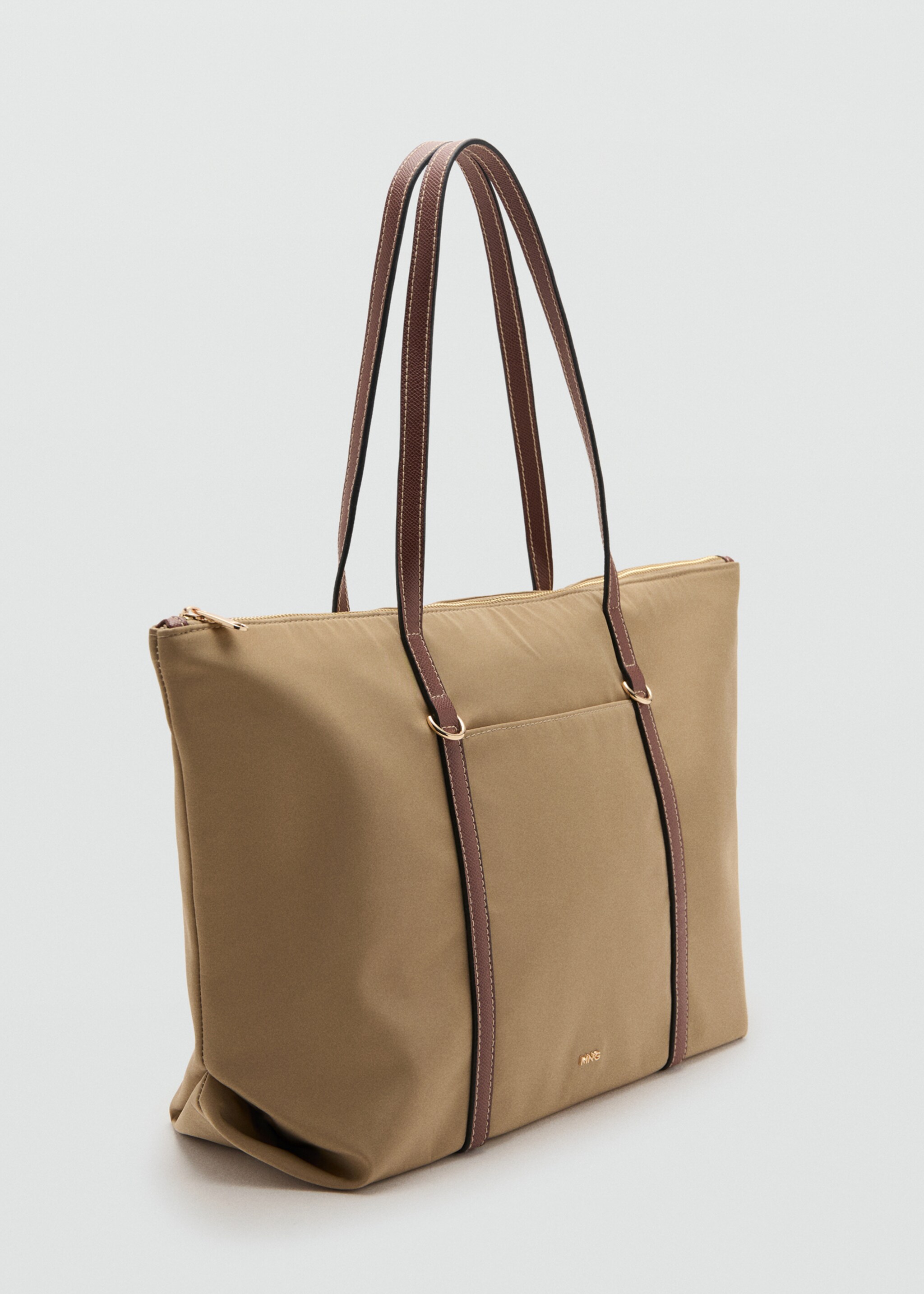 Shopper met dubbel handvat - Middenvlak, Open beige. Ref: 27021321-00.