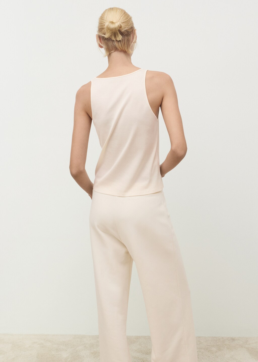 Cotton V-neck tank top - image 3