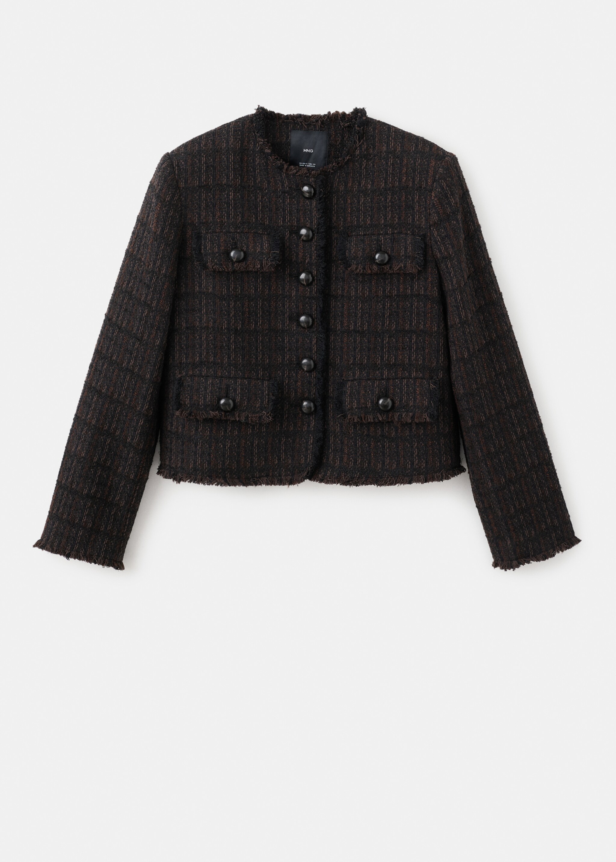 Pocket tweed jacket - Article without model, Chocolate. Ref: 27021325-00.