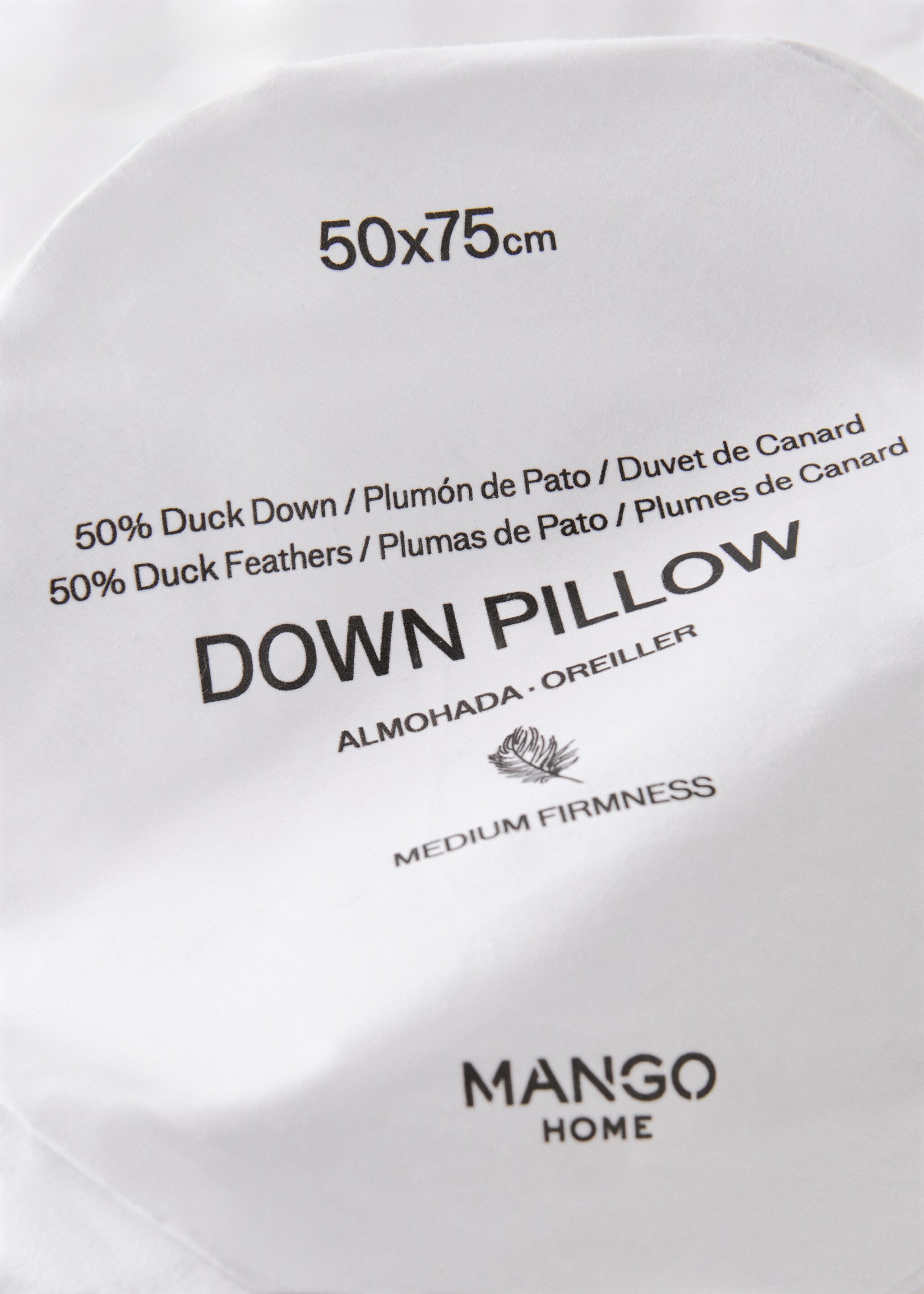 Výplň polštáře peří a prachové peří 3 komory 50 x 75 cm - Detail zboží 4, Bílá. Ref: 27021328-00.