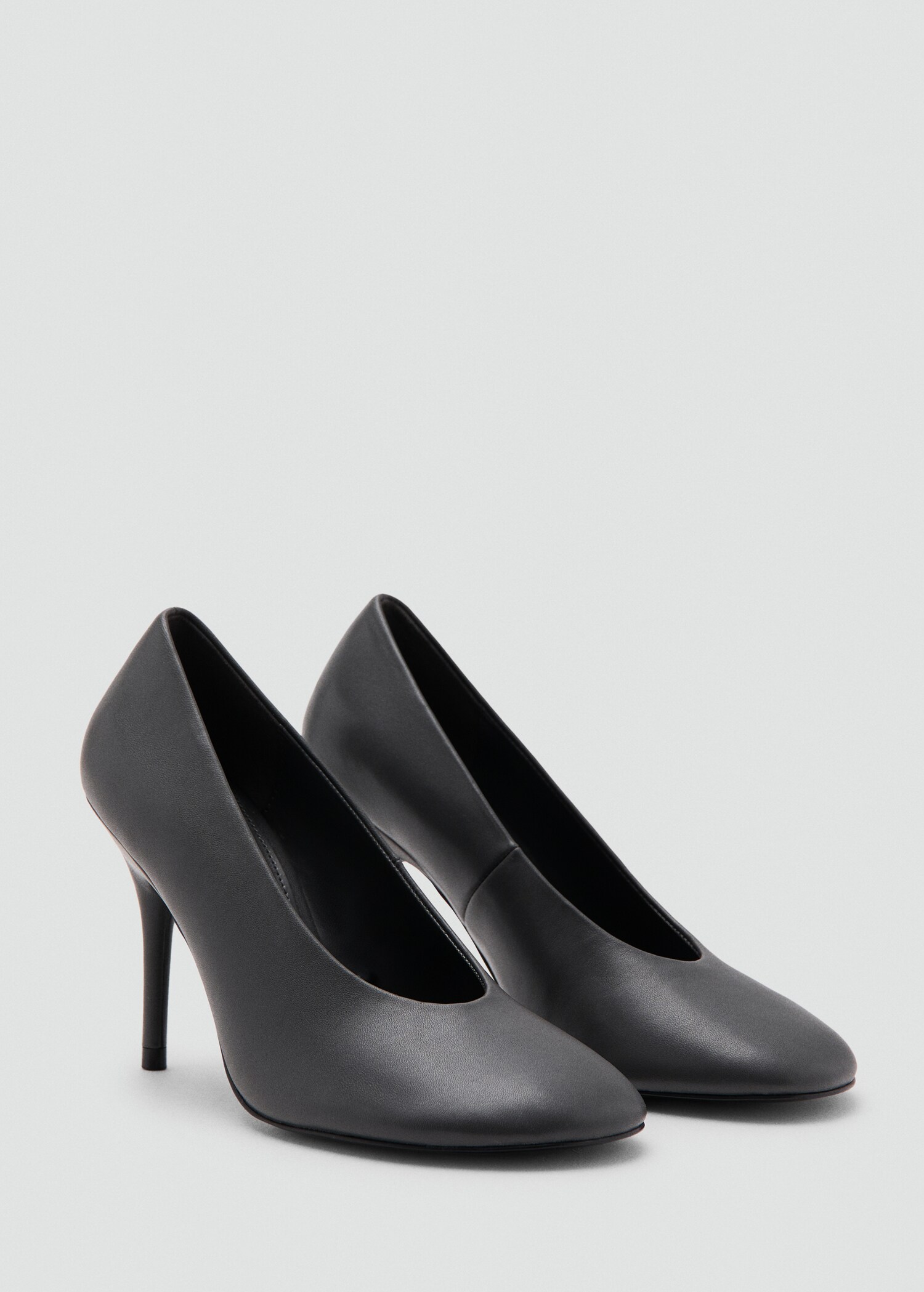 Round-toe leather high-heeled shoes - Medium plane