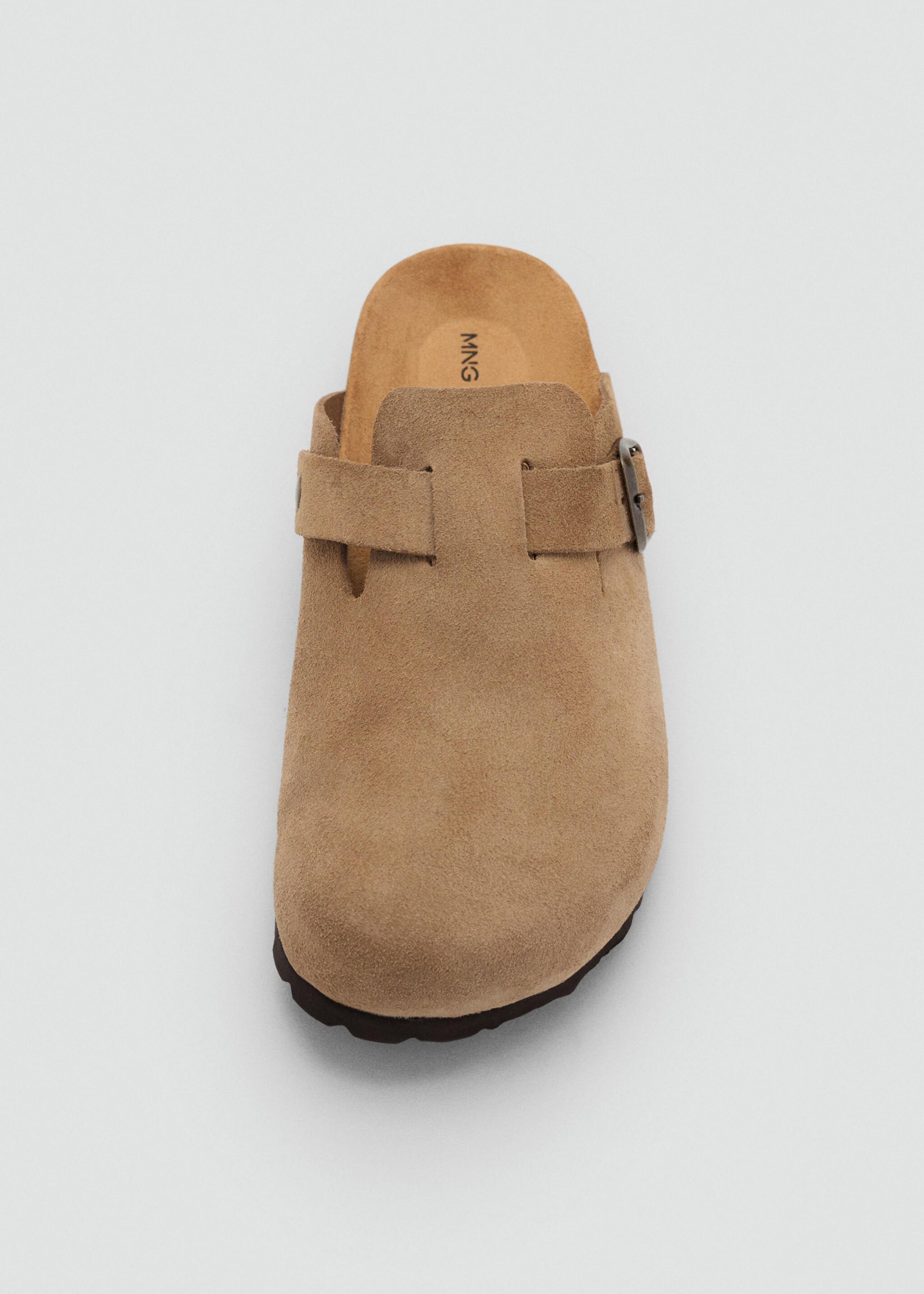 Leather clogs with buckle - Details of the article 2, Sand. Ref: 27021349-00.