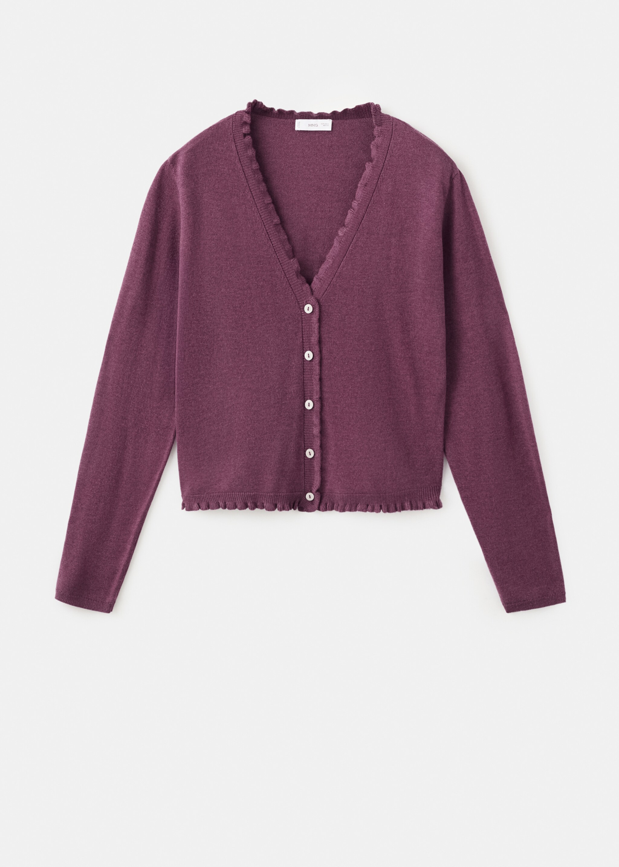 Cardigan maille volants - Article sans modèle, Violet. Ref: 27021515-00.