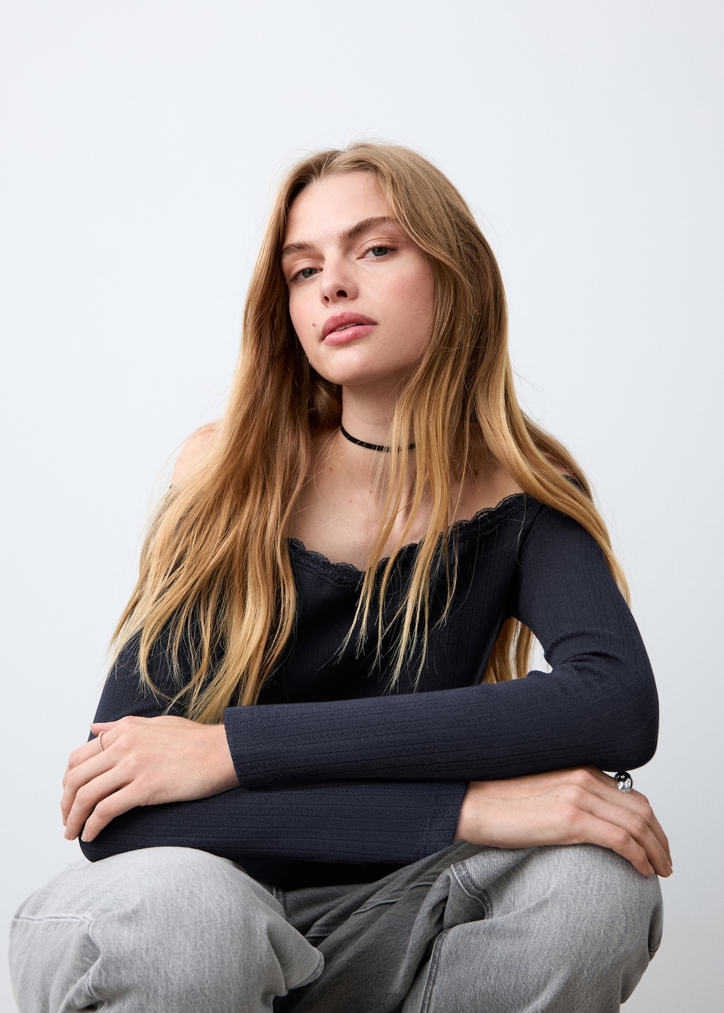 Lace boat-neck t-shirt