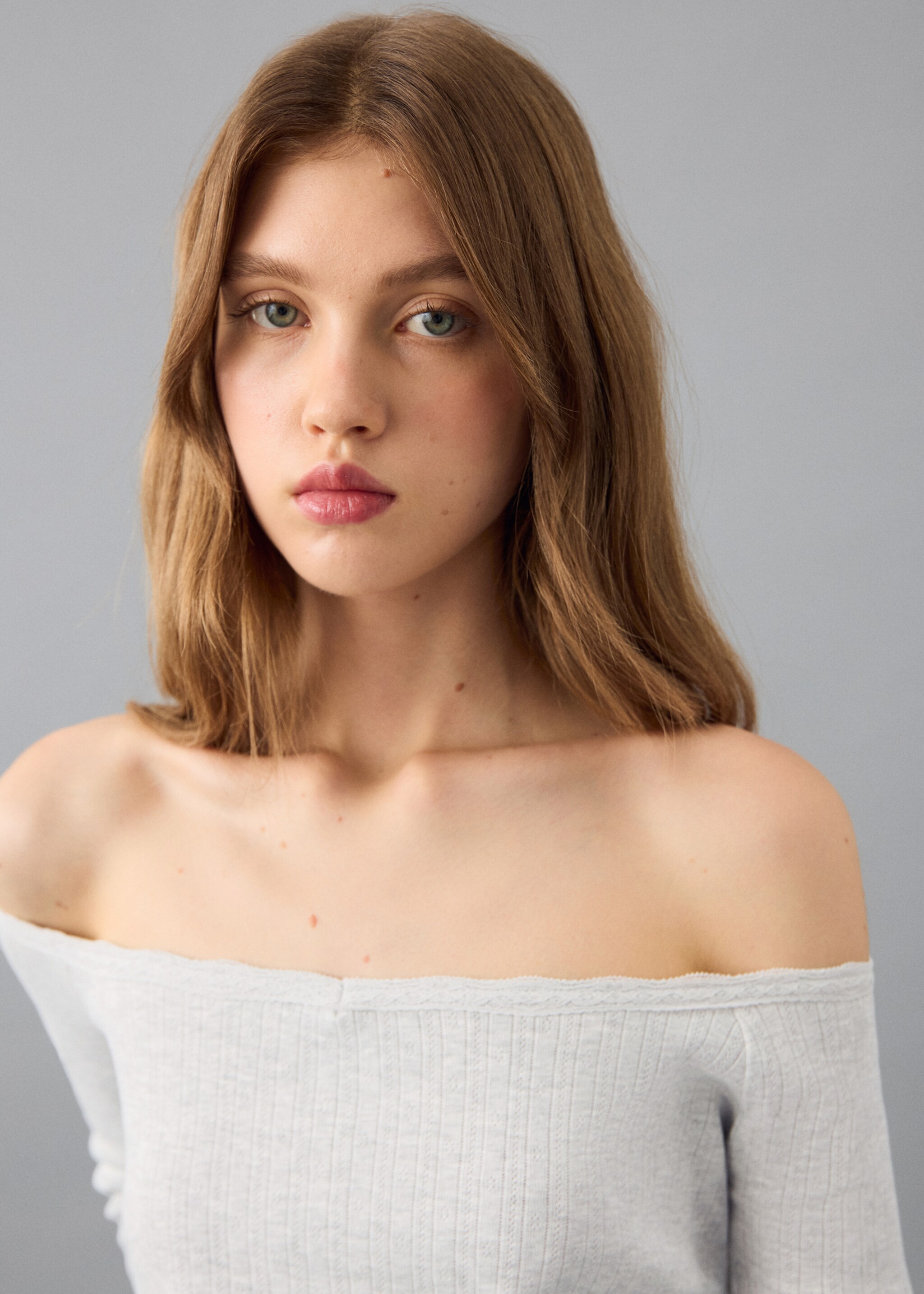 T-shirt col bateau - Détail de l'article 1, Gris chiné moyen. Ref: 27021518-00.