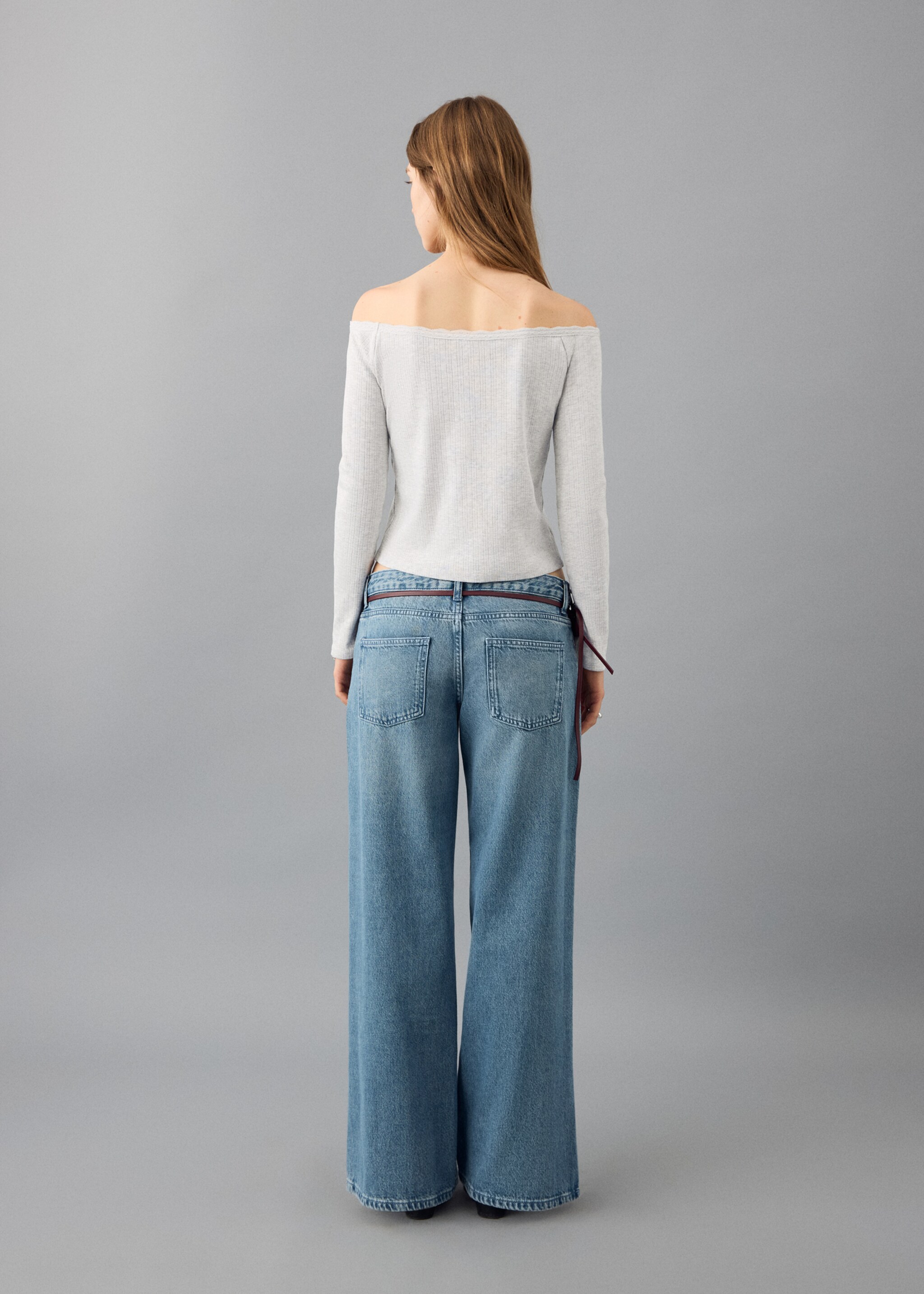 T-shirt col bateau - Verso de l’article, Gris chiné moyen. Ref: 27021518-00.