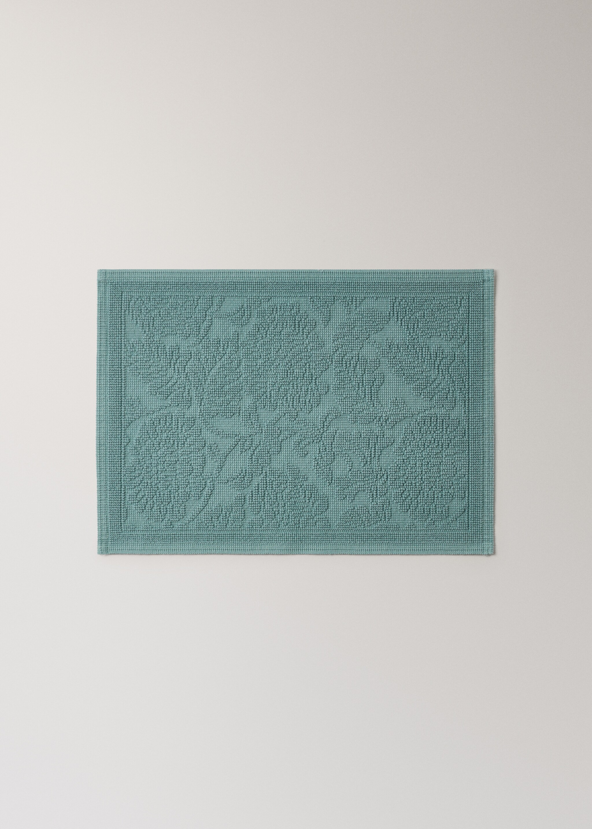 Badmat met jacquard bloemenmotief - Artikel zonder model, Aquamarijn. Ref: 27021535-00.