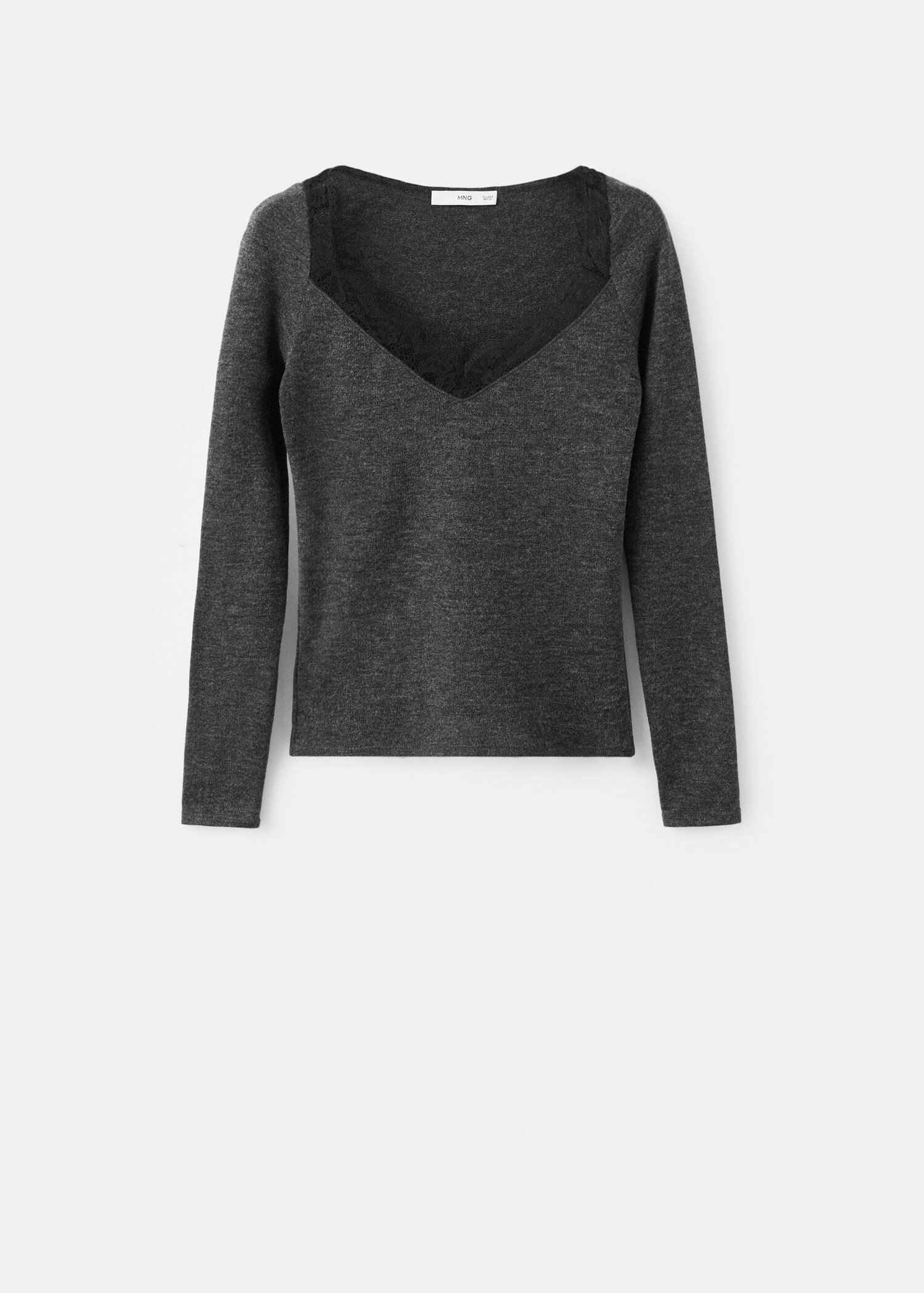 Lace-trimmed scoop-neck top - Article without model