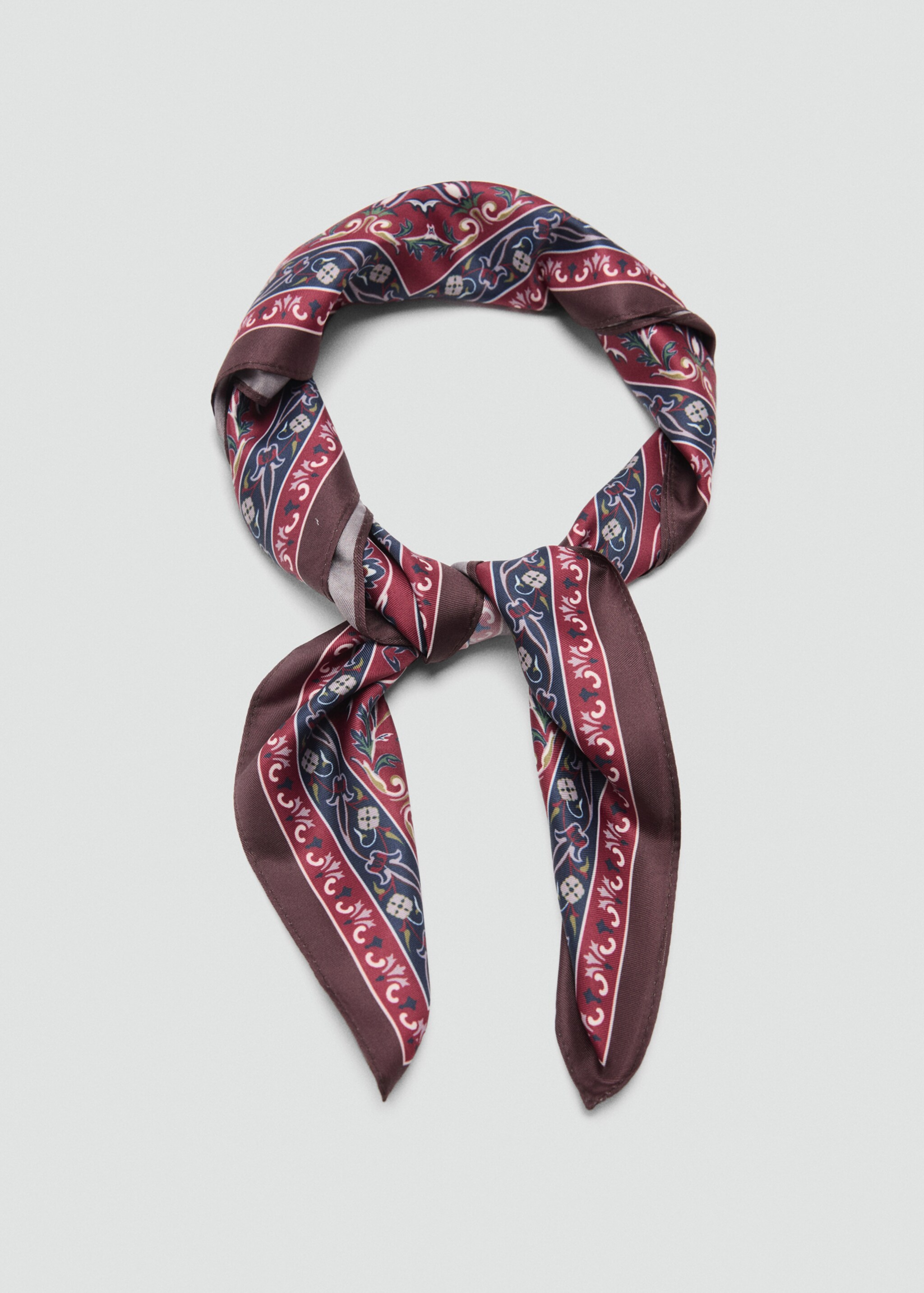 Printed satin scarf - Details of the article 1, Navy. Ref: 27022006-00.