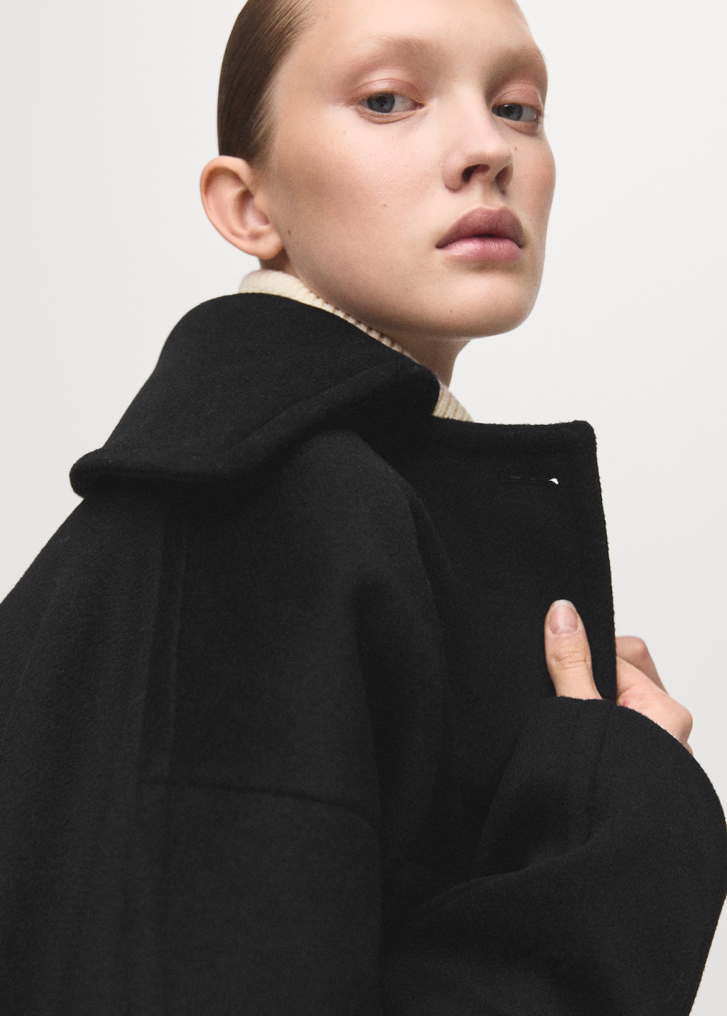 Wool jacket with shirt collar