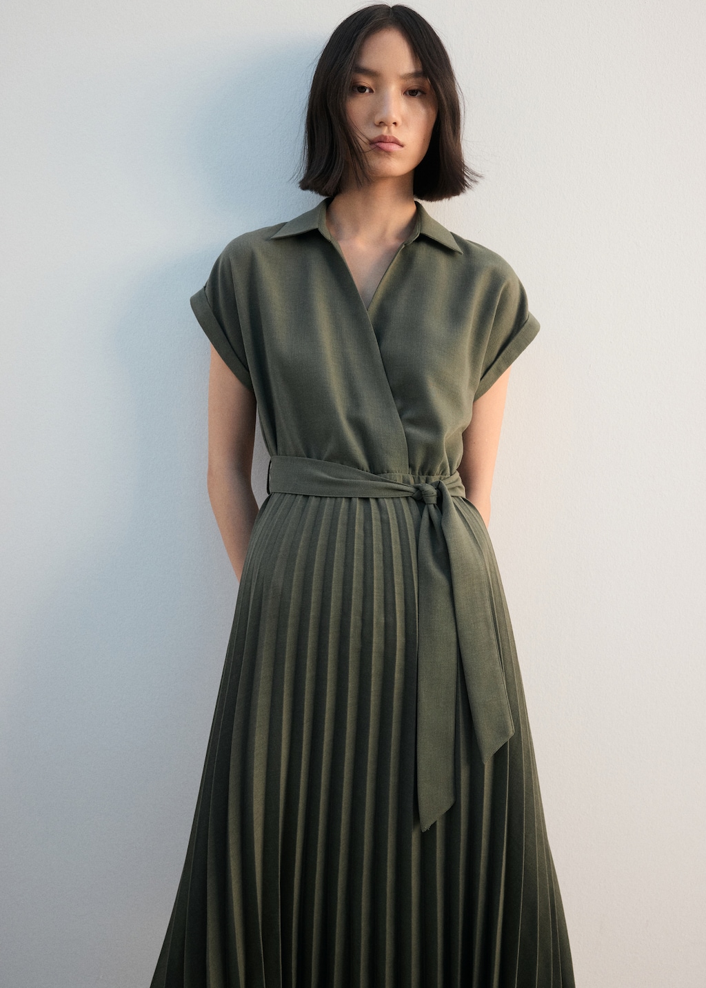 Pleated shirt dress