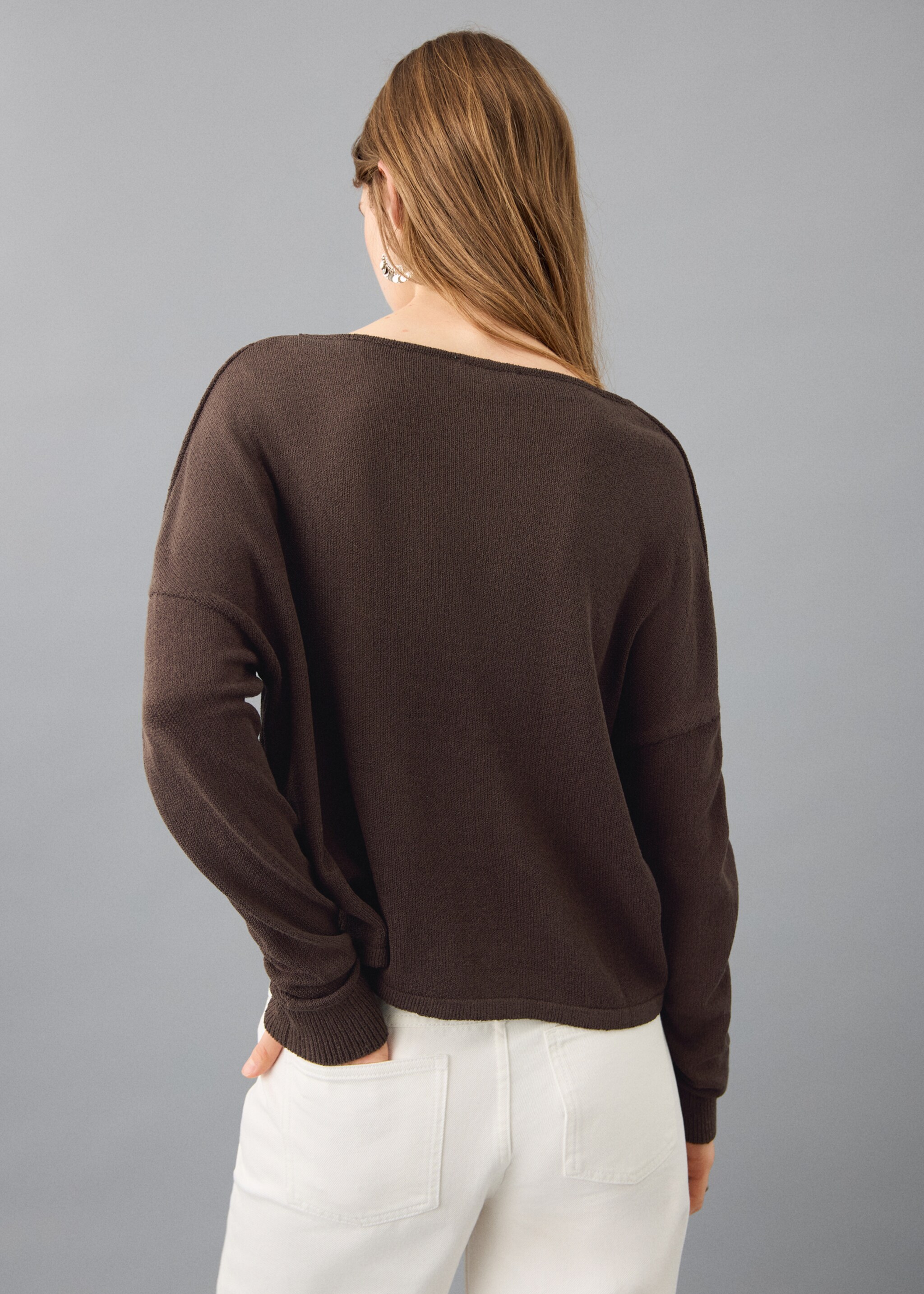 Pull-over maille ouvertures - Verso de l’article, Marron. Ref: 27022544-00.