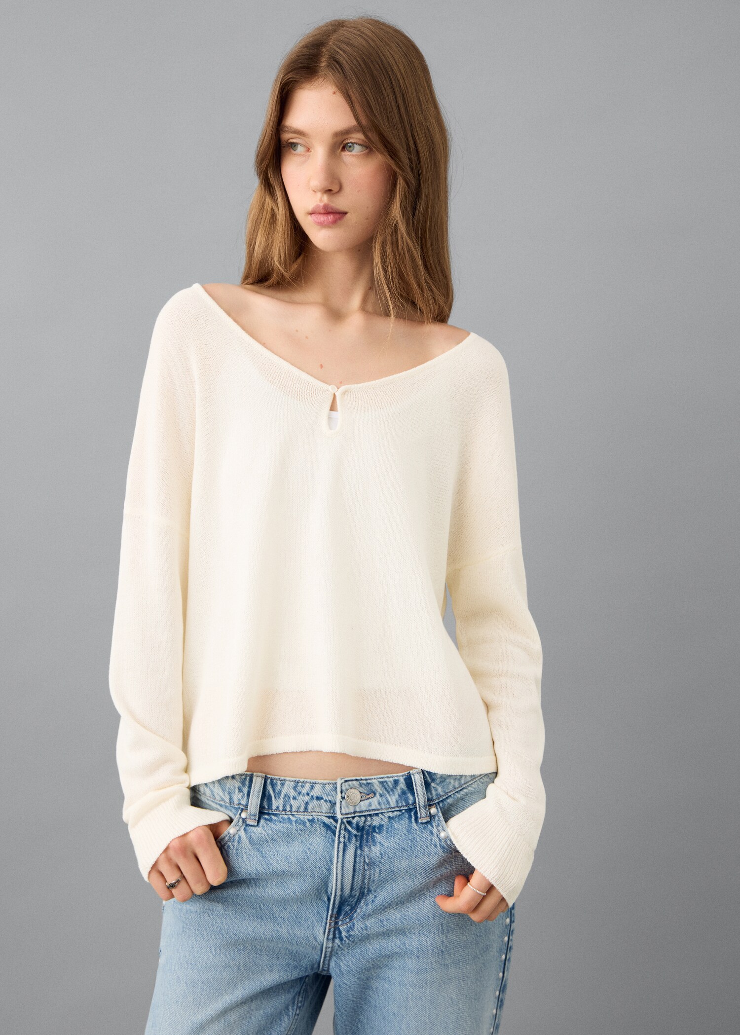 Pull-over maille ouvertures - Plan moyen