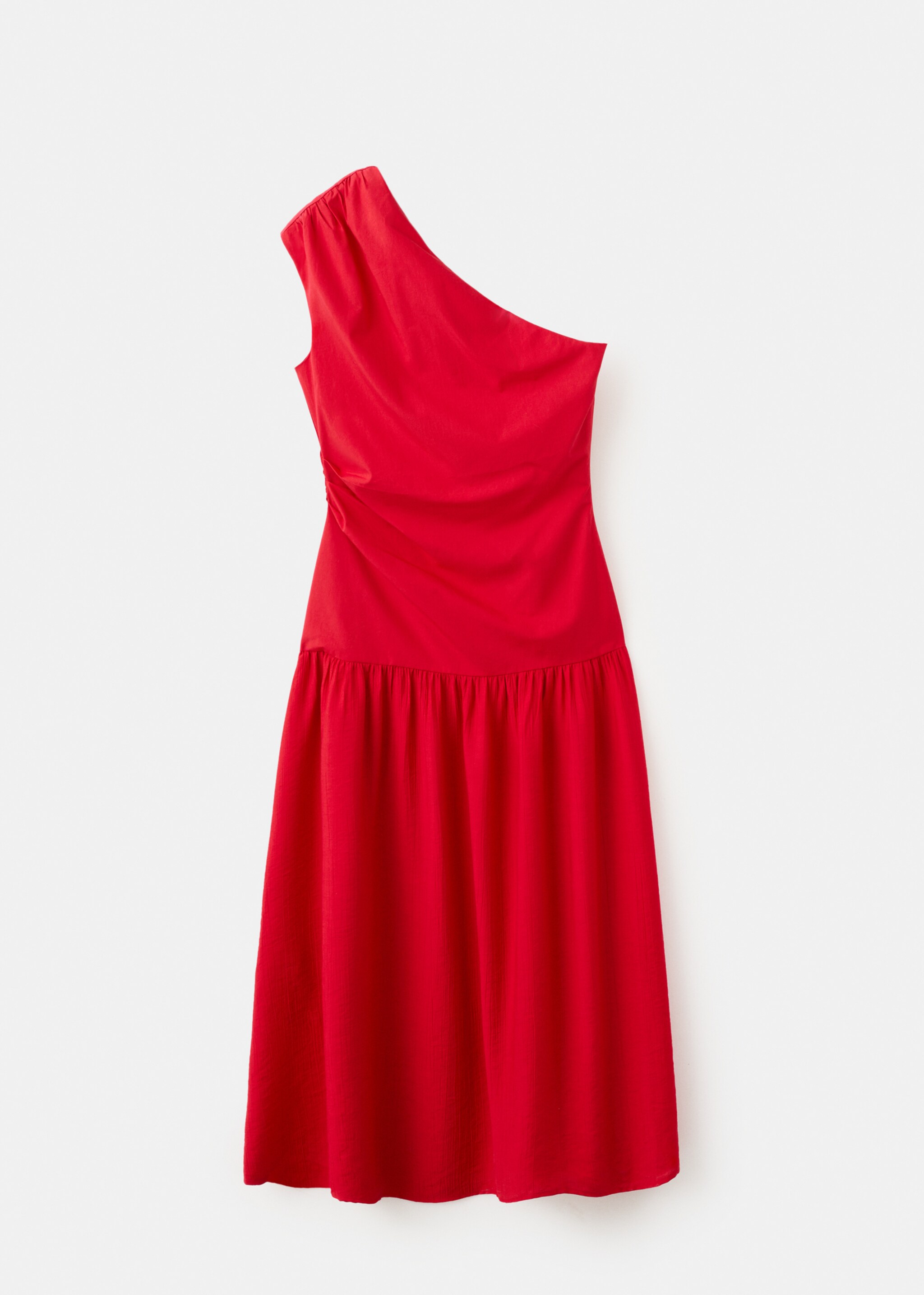 Asymmetrical pleated dress - Article without model, Red. Ref: 27022547-00.