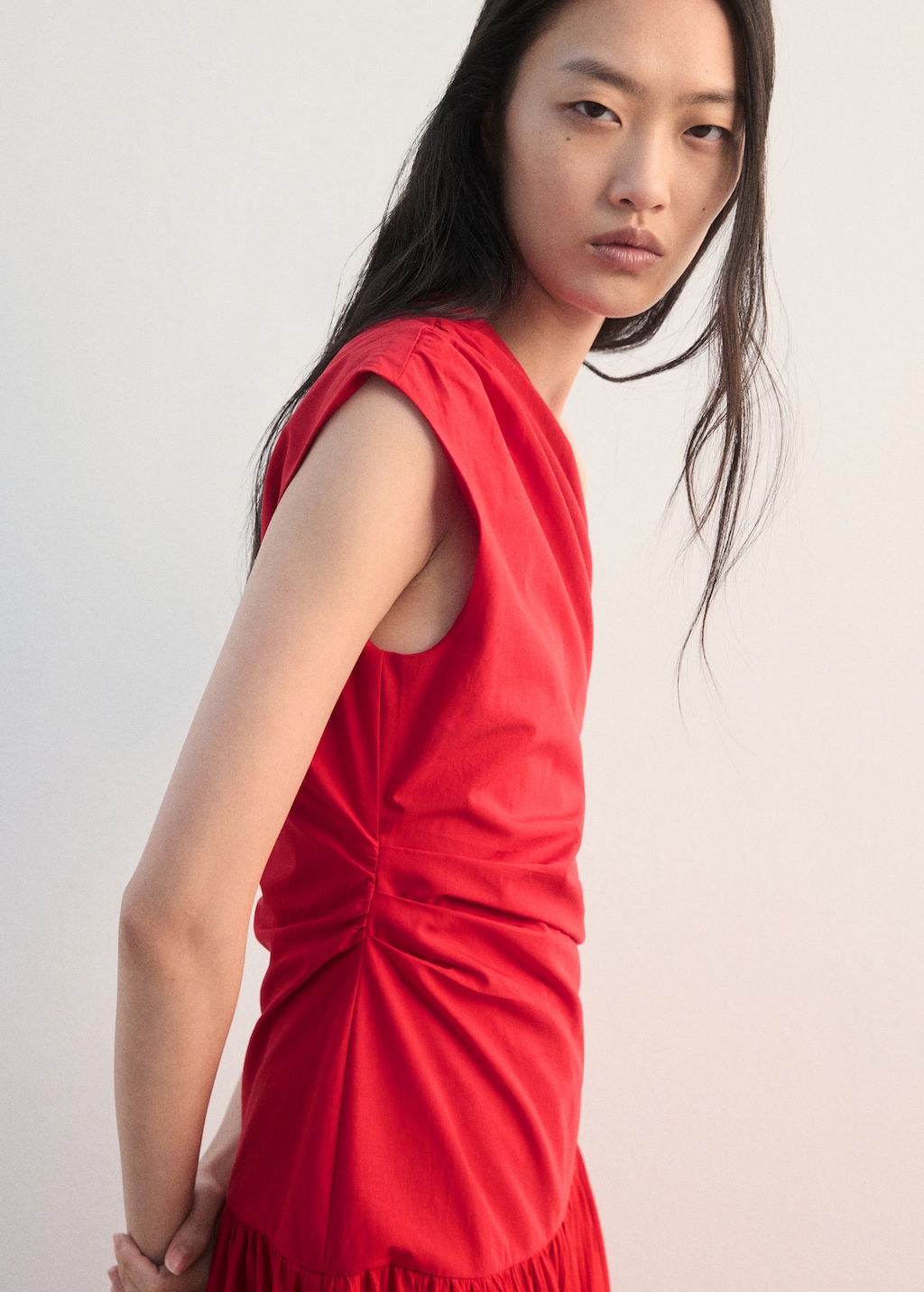 Mango Asymmetrical pleated dress