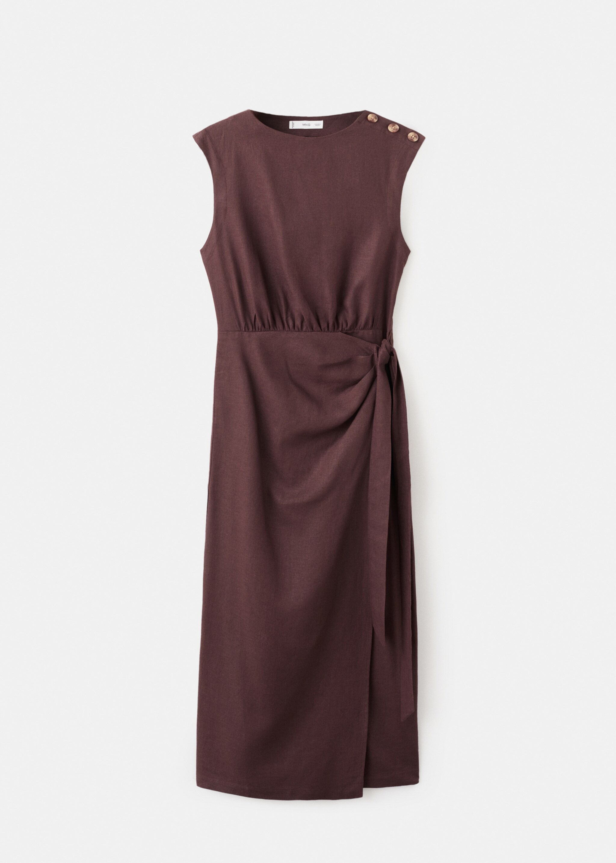 Linen wrap dress - Article without model, Chocolate. Ref: 27022548-00.