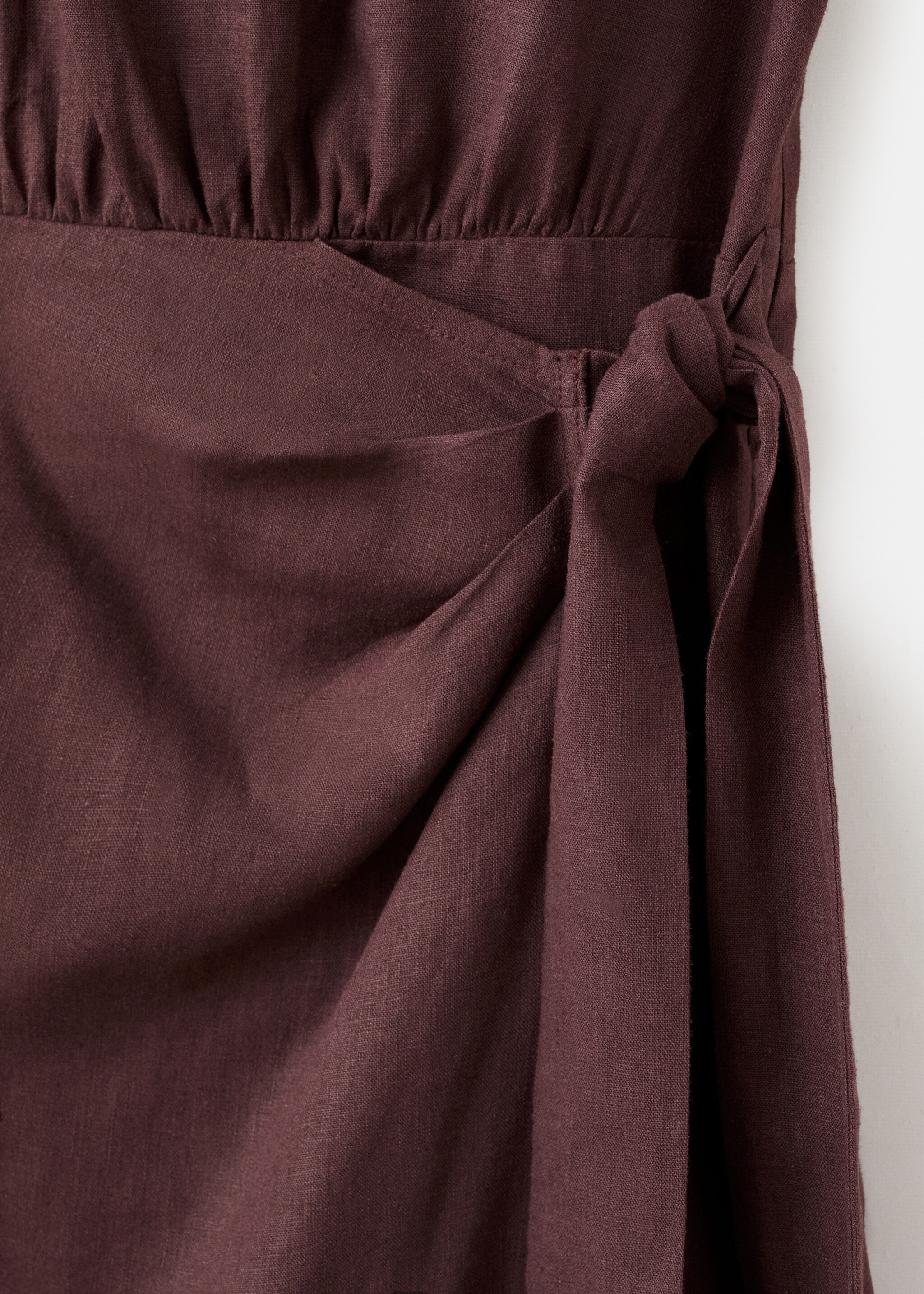 Linen wrap dress - Details of the article 8, Chocolate. Ref: 27022548-00.