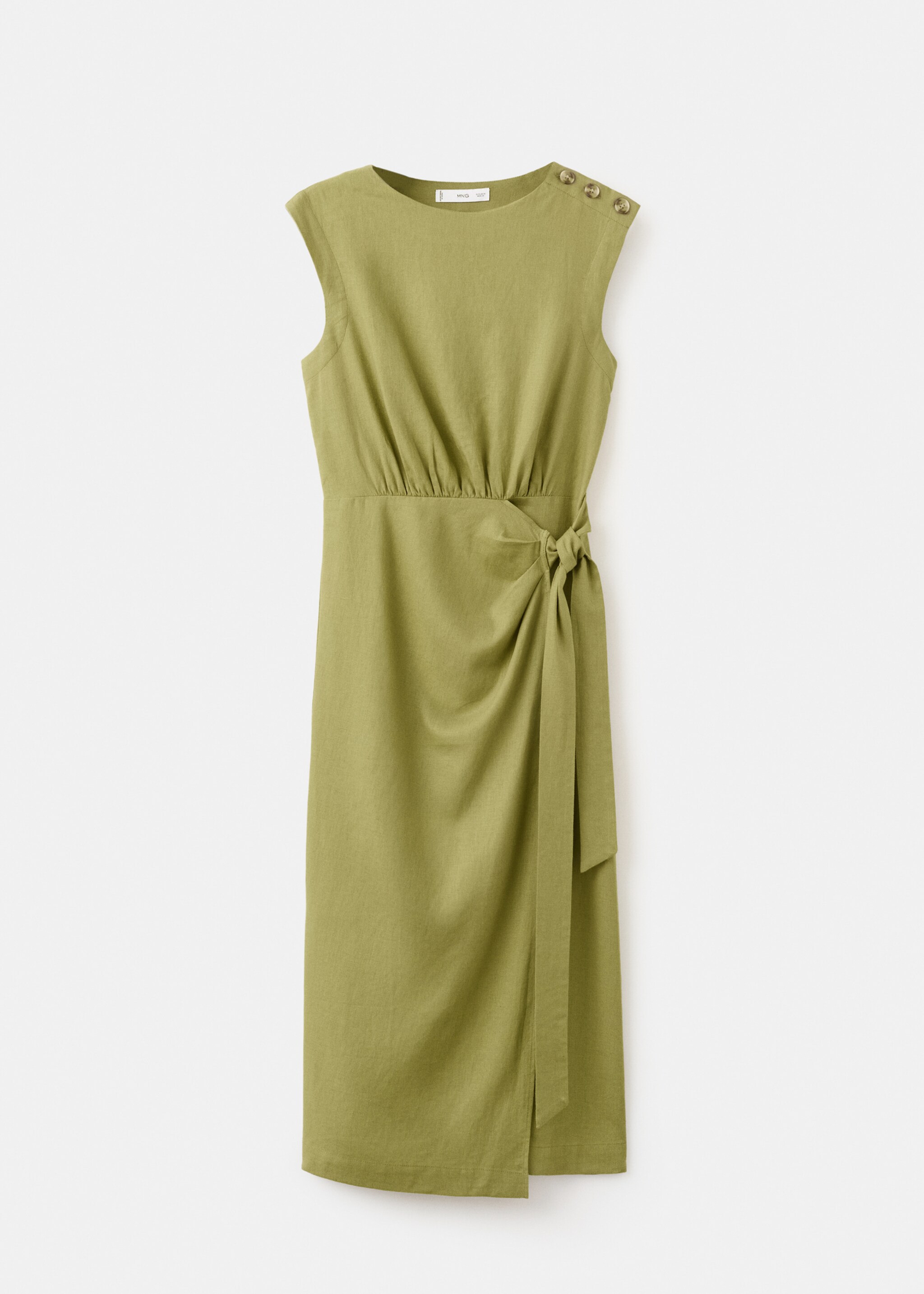 Linen wrap dress - Article without model, Olive Green. Ref: 27022548-00.
