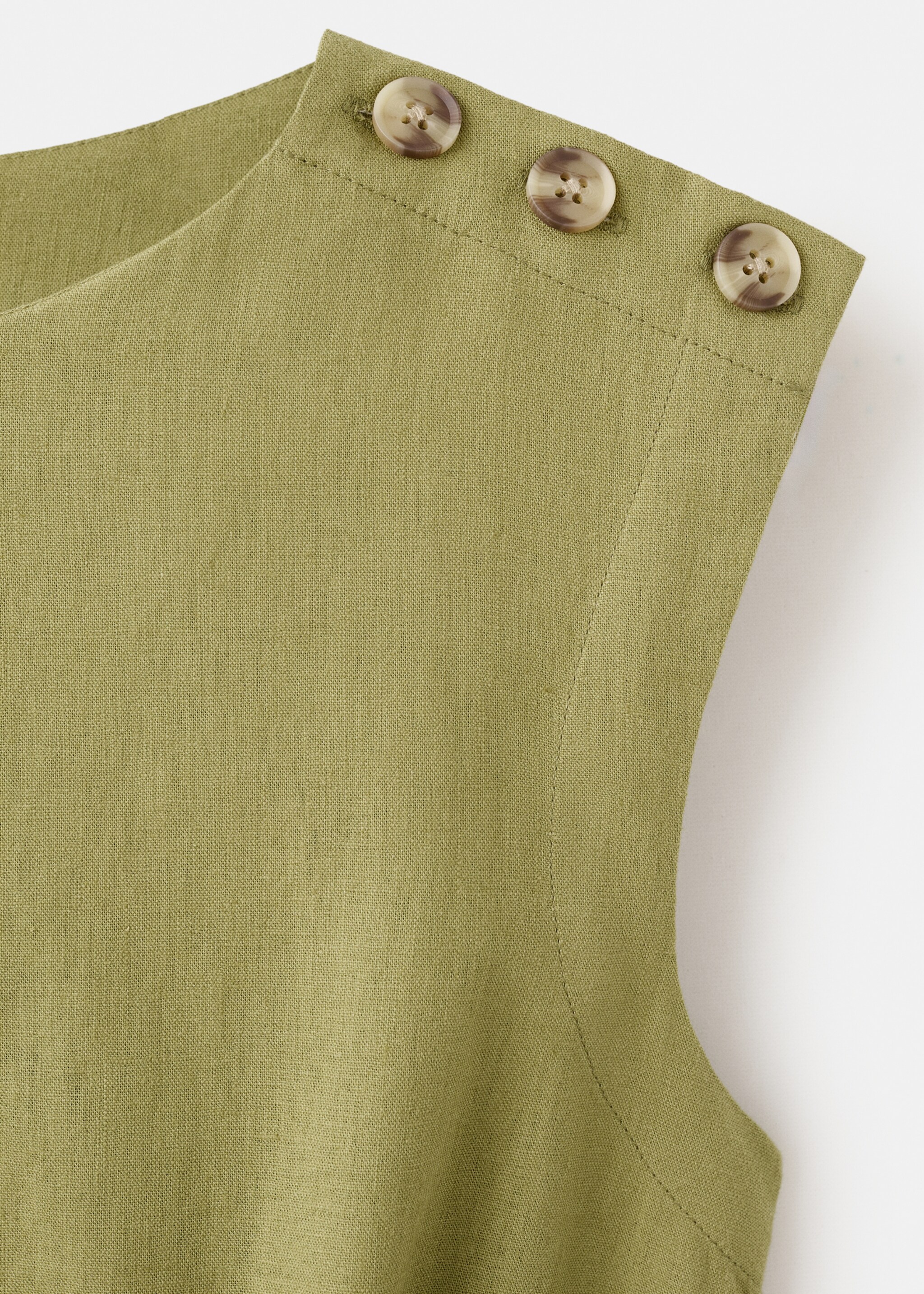 Linen wrap dress - Details of the article 8, Olive Green. Ref: 27022548-00.