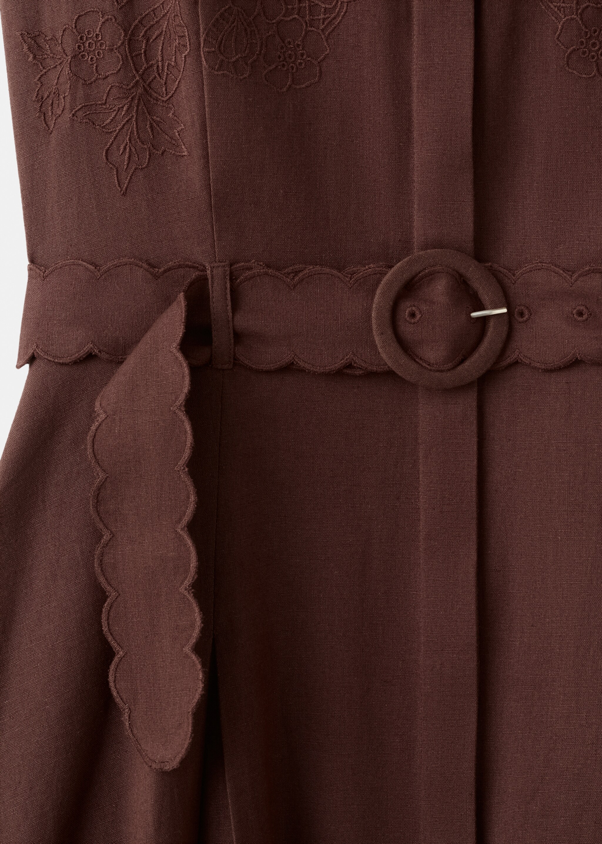 Embroidered shirt dress - Details of the article 0, Brown. Ref: 27022552-00.