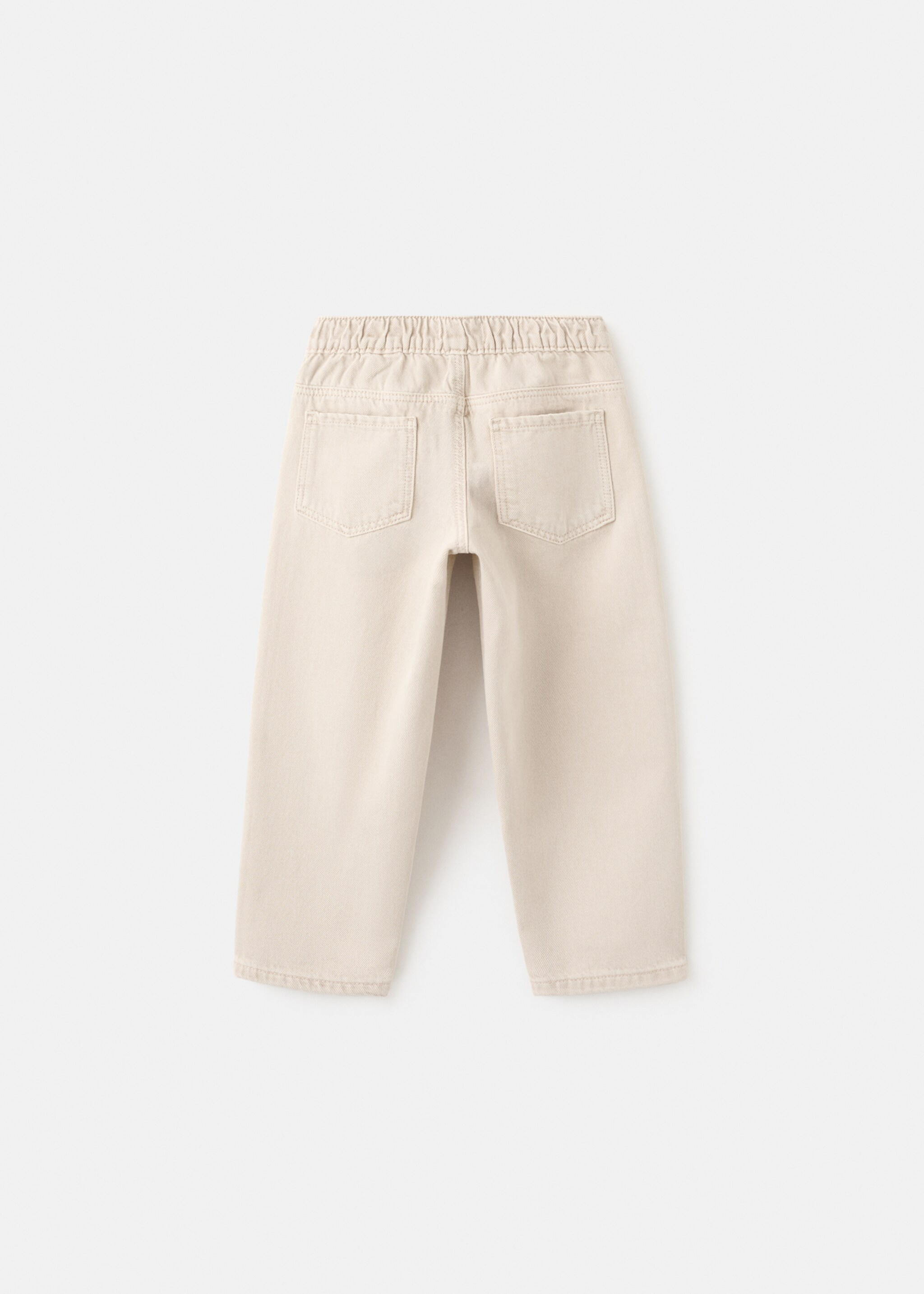 Straight-fit jeans with elastic waist - Reverse of the article, Sand. Ref: 27022890-00.