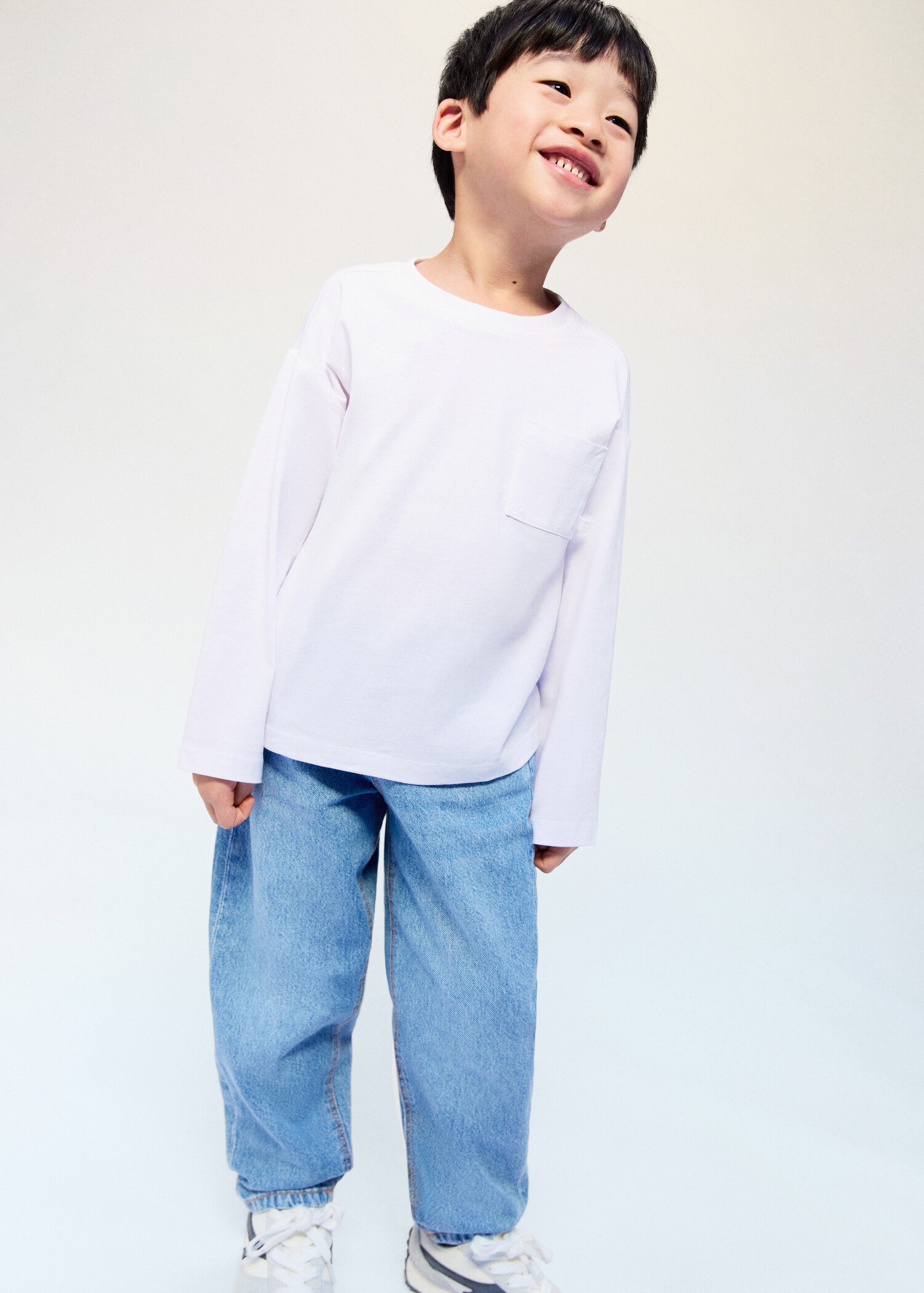 Straight jeans with elastic waistband - Medium plane