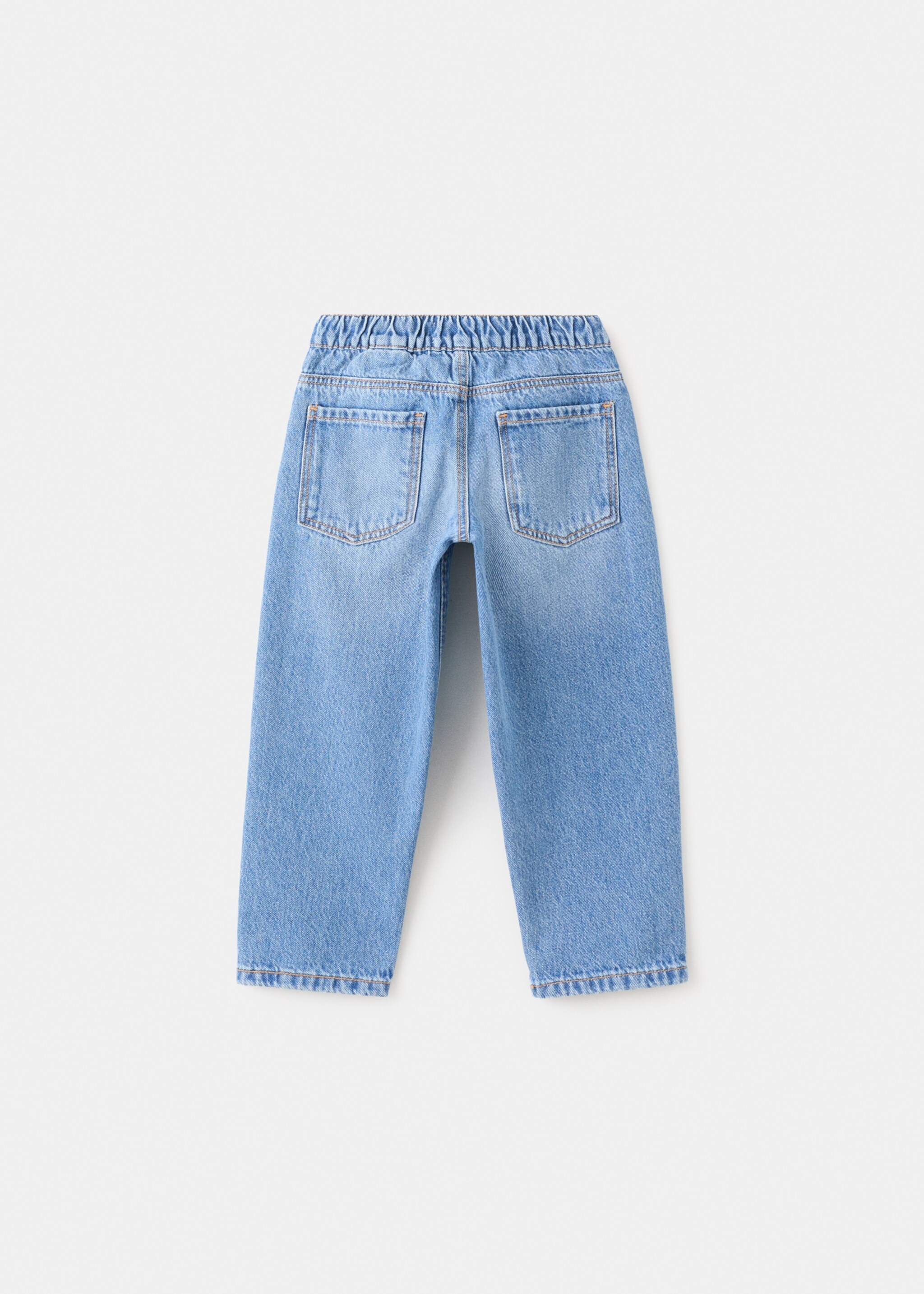 Straight-fit jeans with elastic waist - Reverse of the article, Medium Blue. Ref: 27022890-00.