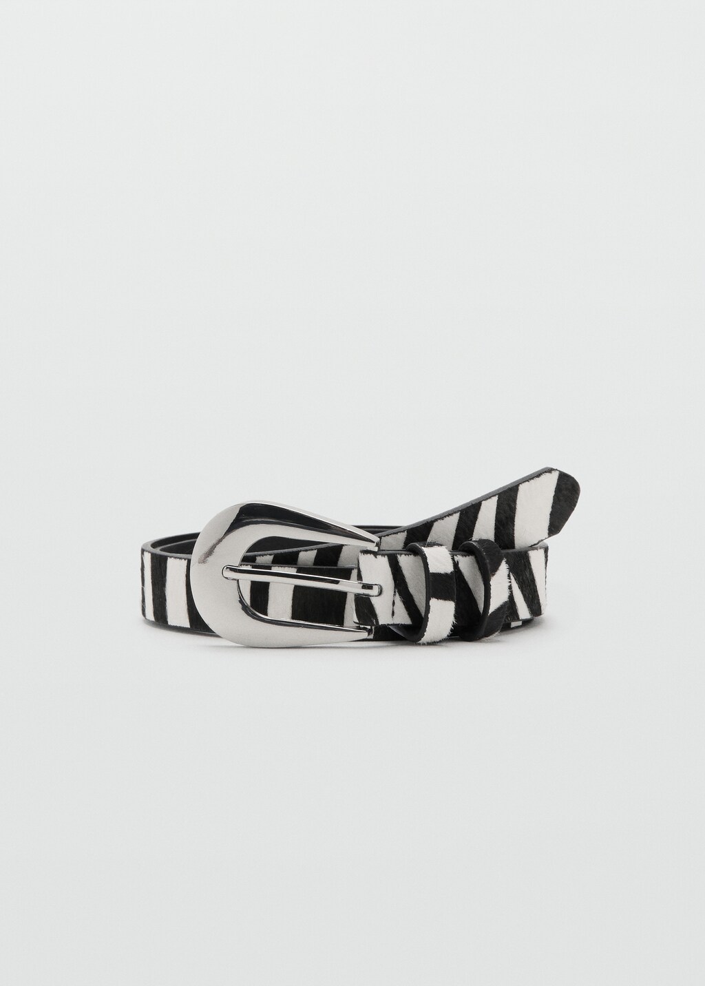 Zebra-print fur belt