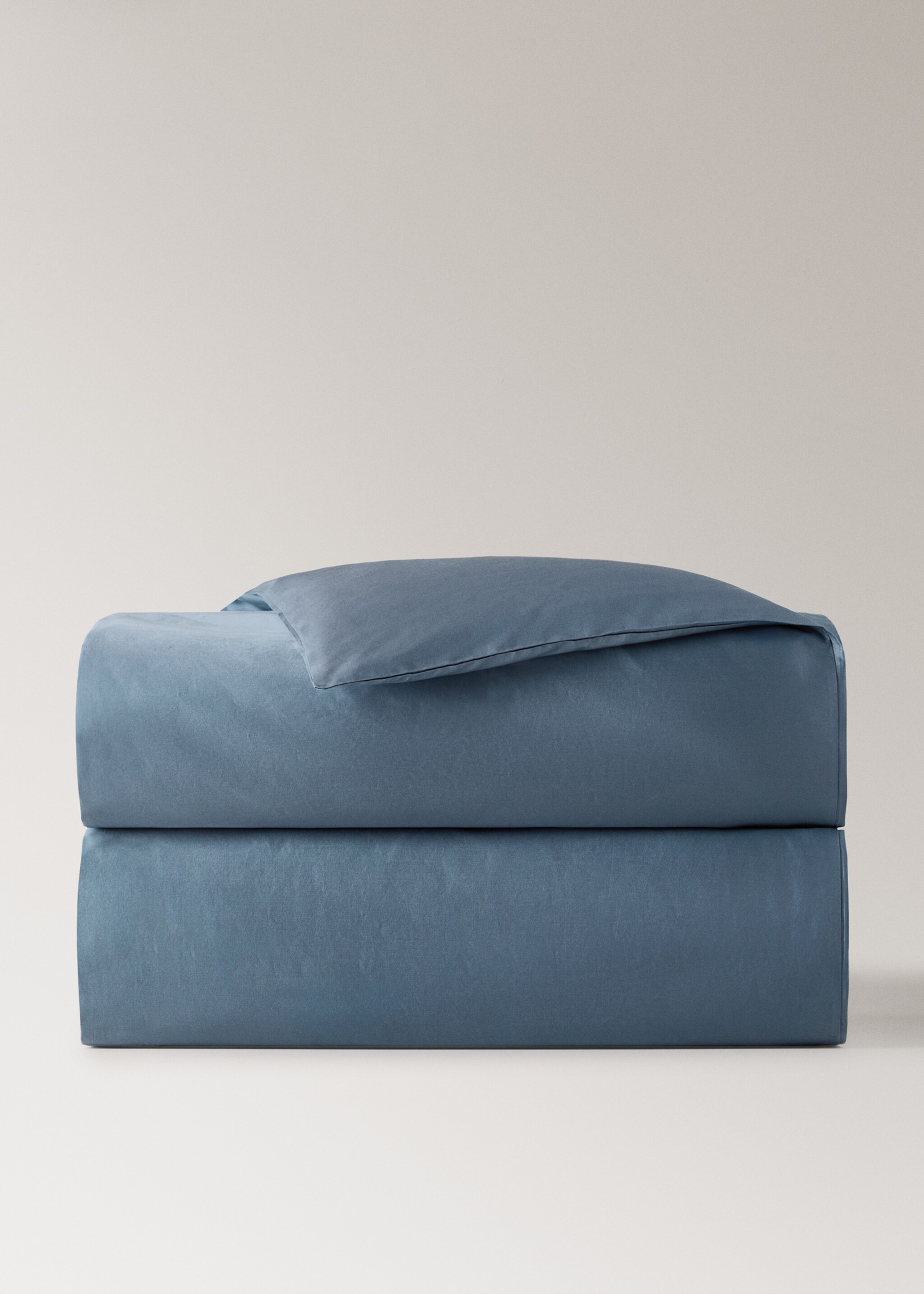 600 threads satin cotton duvet cover Superking bed - Article without model, Blue. Ref: 27022912-00.