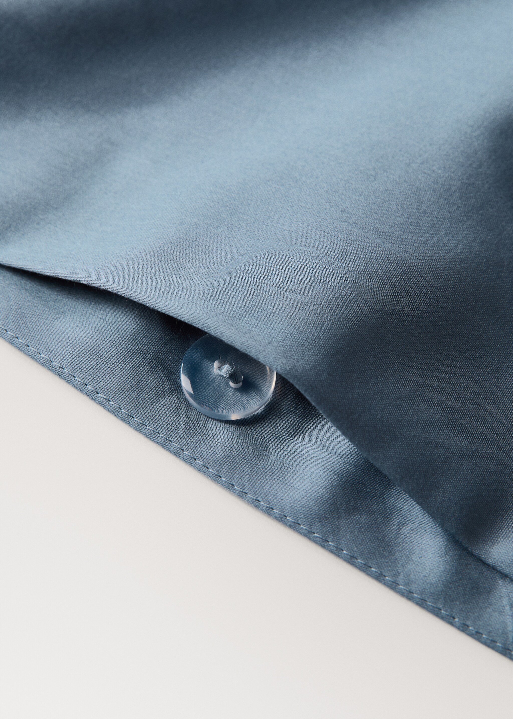 600 threads satin cotton duvet cover Superking bed - Details of the article 2, Blue. Ref: 27022912-00.